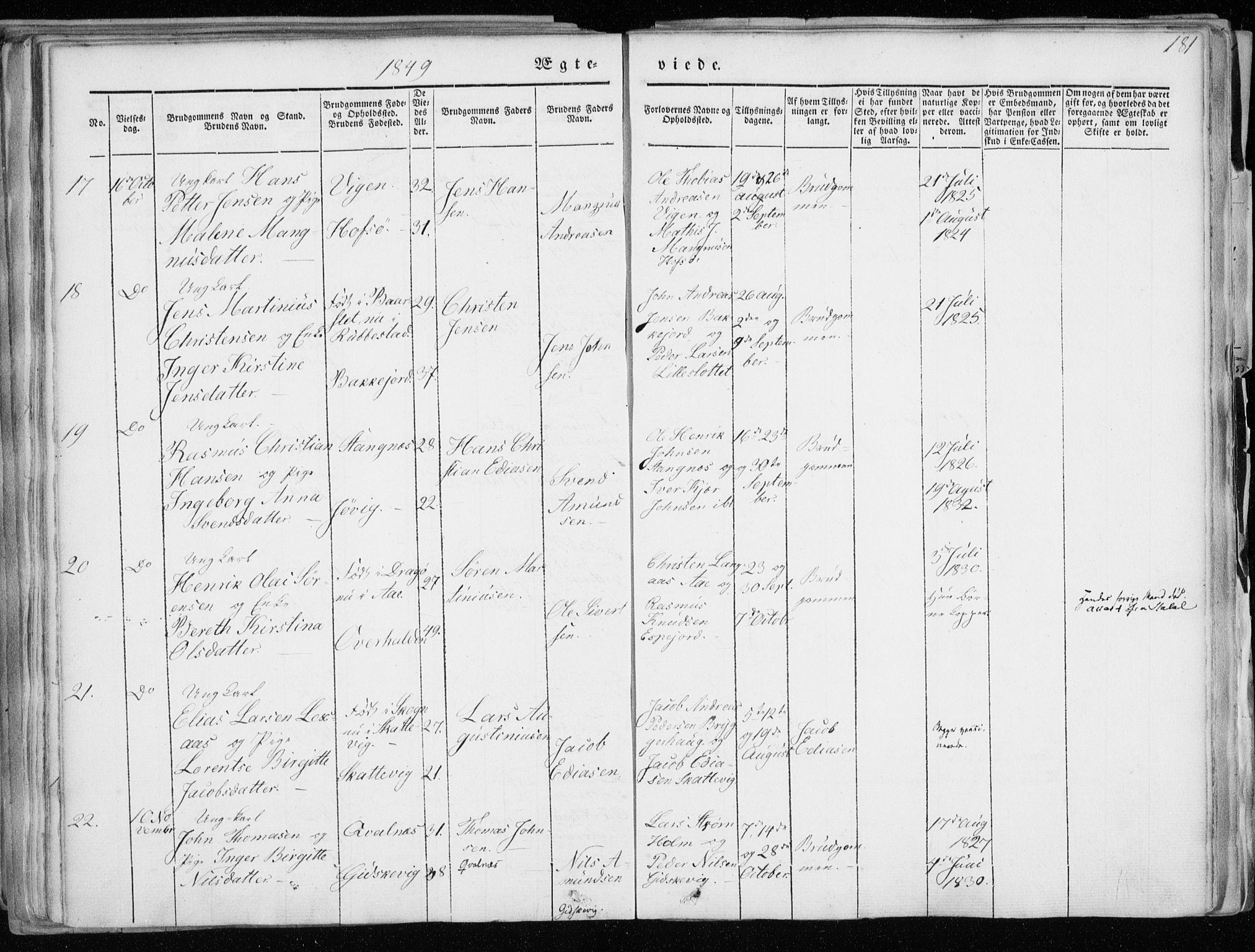 Tranøy sokneprestkontor, SATØ/S-1313/I/Ia/Iaa/L0006kirke: Parish register (official) no. 6, 1844-1855, p. 181
