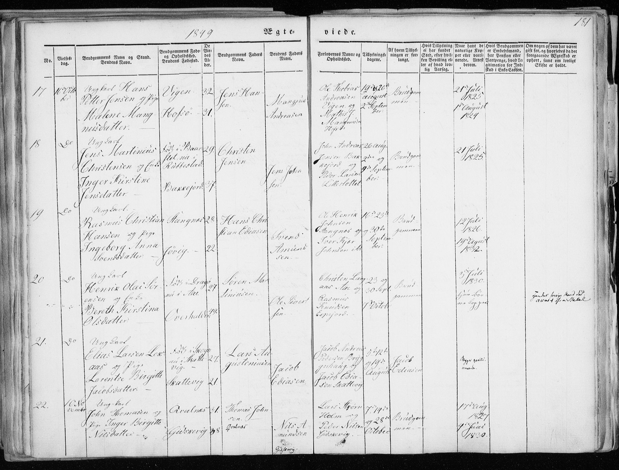 Tranøy sokneprestkontor, AV/SATØ-S-1313/I/Ia/Iaa/L0006kirke: Parish register (official) no. 6, 1844-1855, p. 181