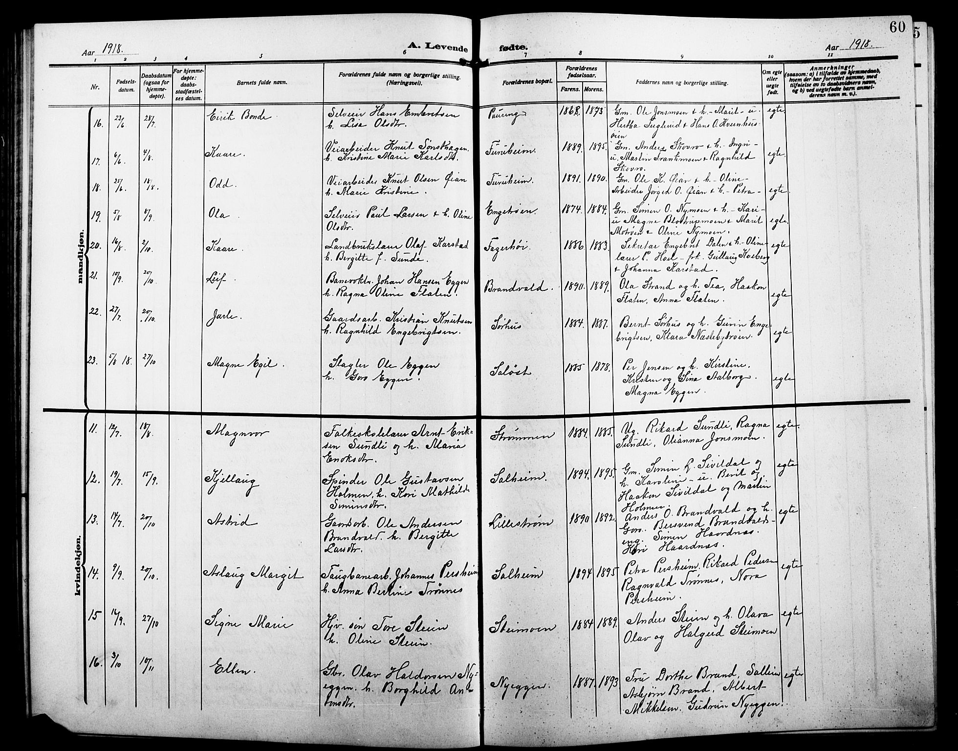 Alvdal prestekontor, AV/SAH-PREST-060/H/Ha/Hab/L0005: Parish register (copy) no. 5, 1908-1923, p. 60