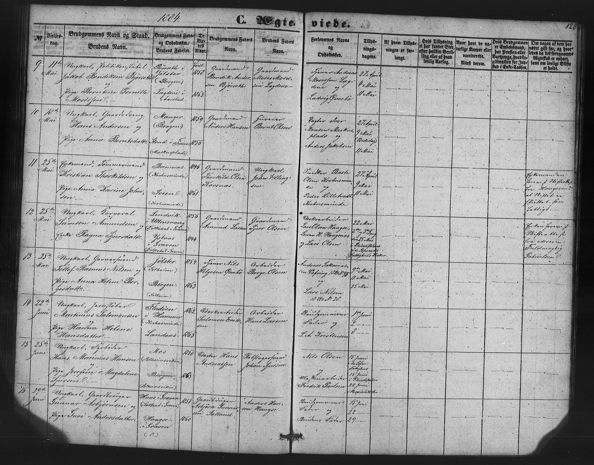 St. Jørgens hospital og Årstad sokneprestembete, AV/SAB-A-99934: Parish register (copy) no. A 7, 1854-1886, p. 120