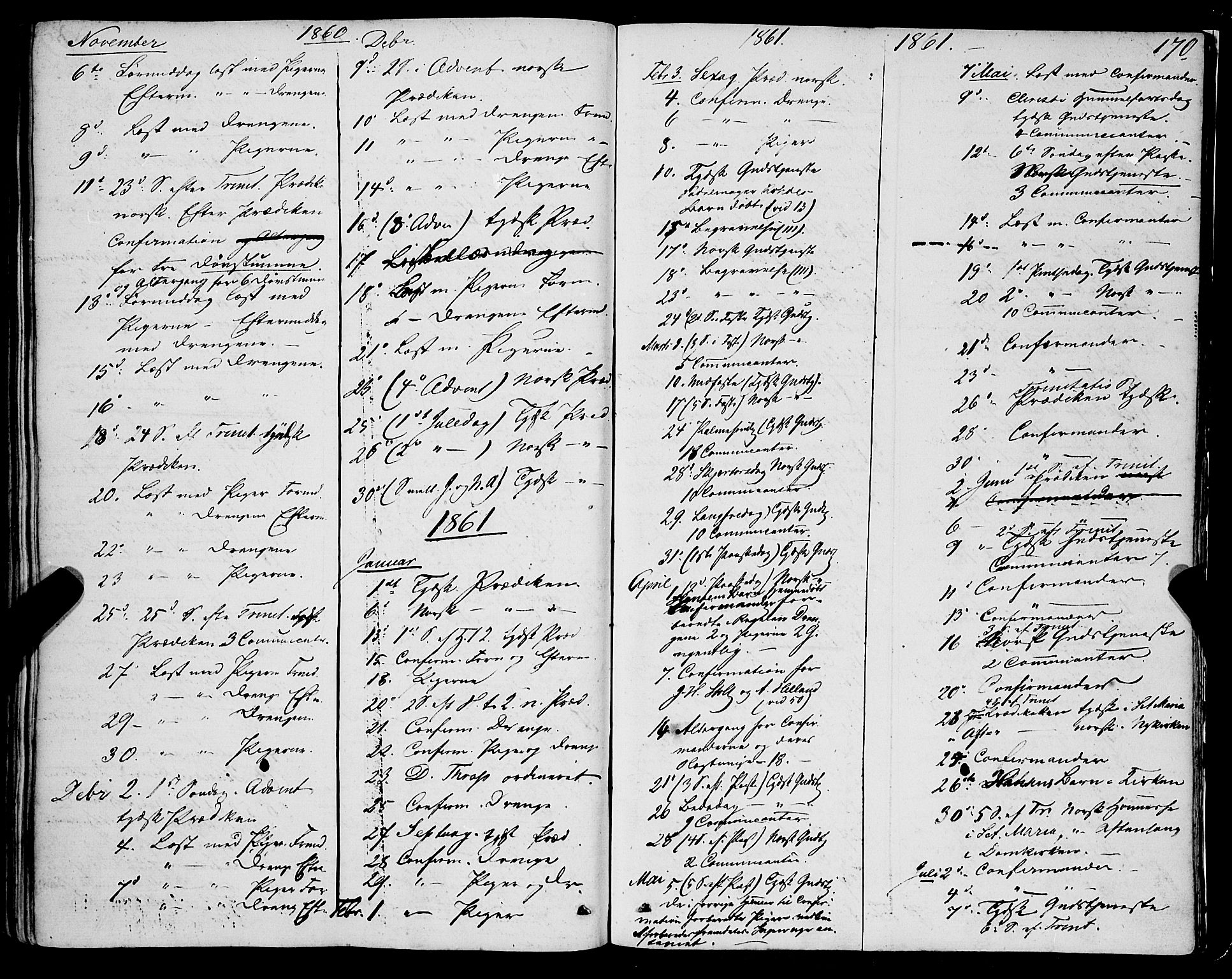 Mariakirken Sokneprestembete, AV/SAB-A-76901/H/Haa/L0006: Parish register (official) no. A 6, 1846-1877, p. 170