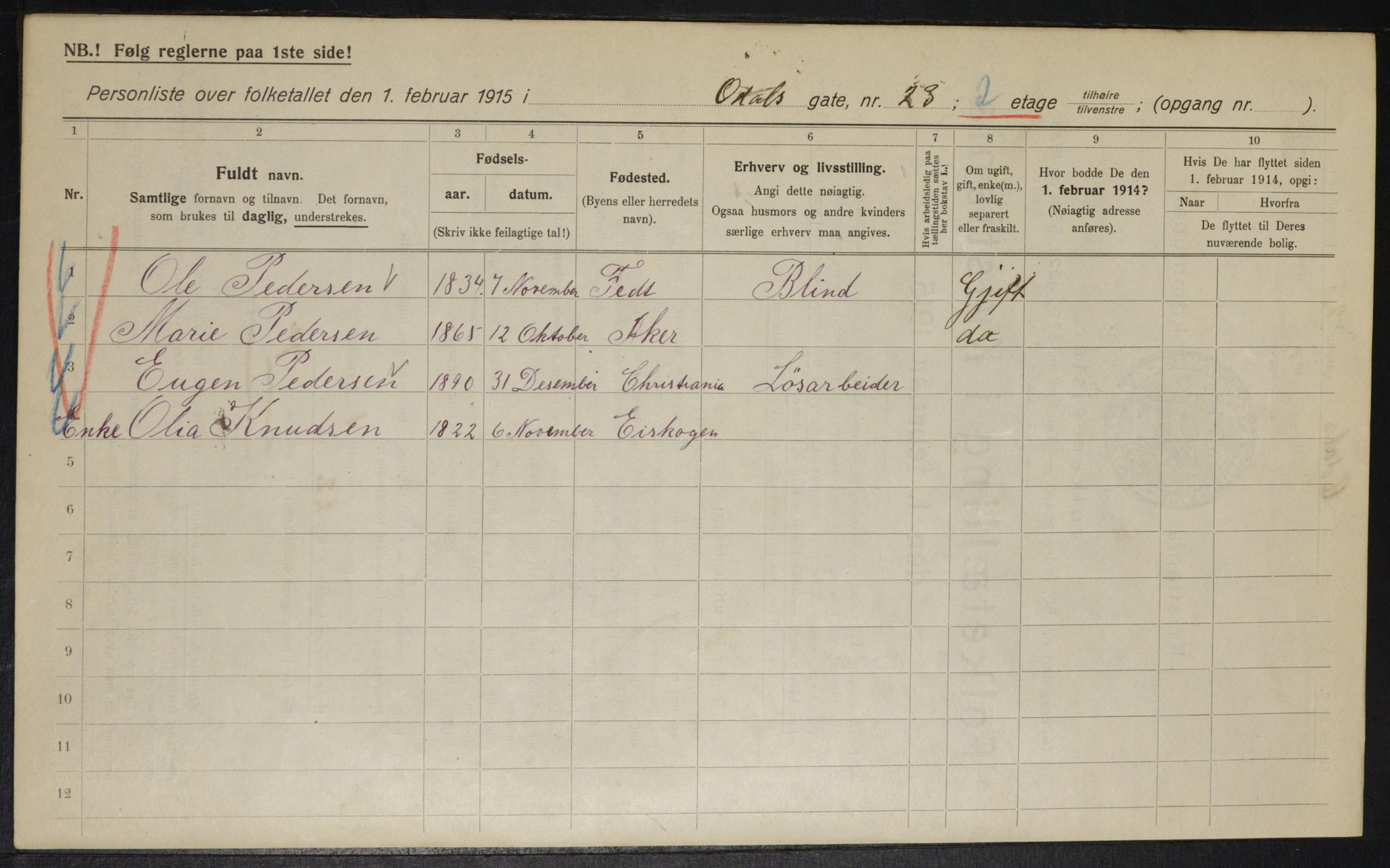 OBA, Municipal Census 1915 for Kristiania, 1915, p. 73846