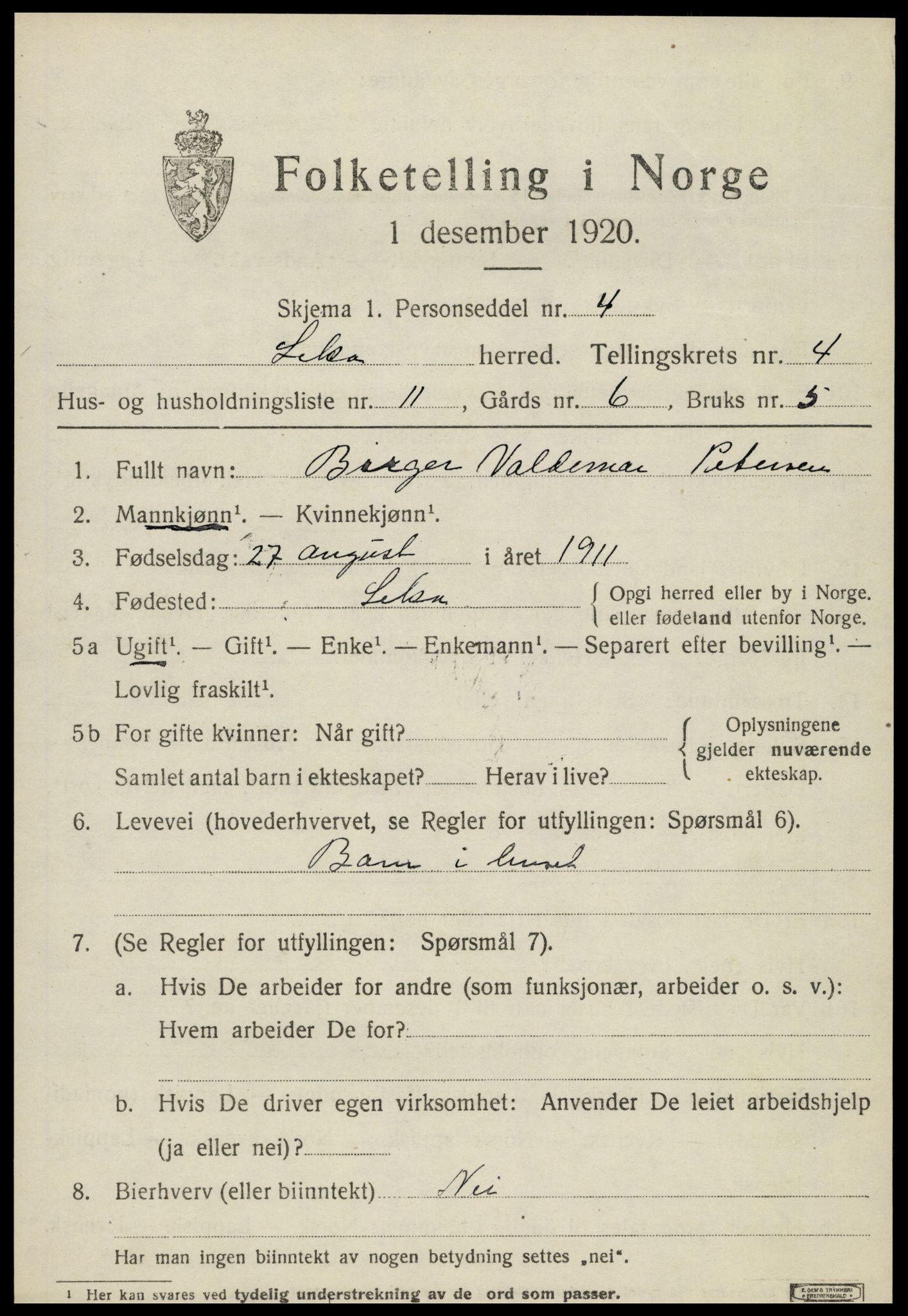 SAT, 1920 census for Leka, 1920, p. 1731