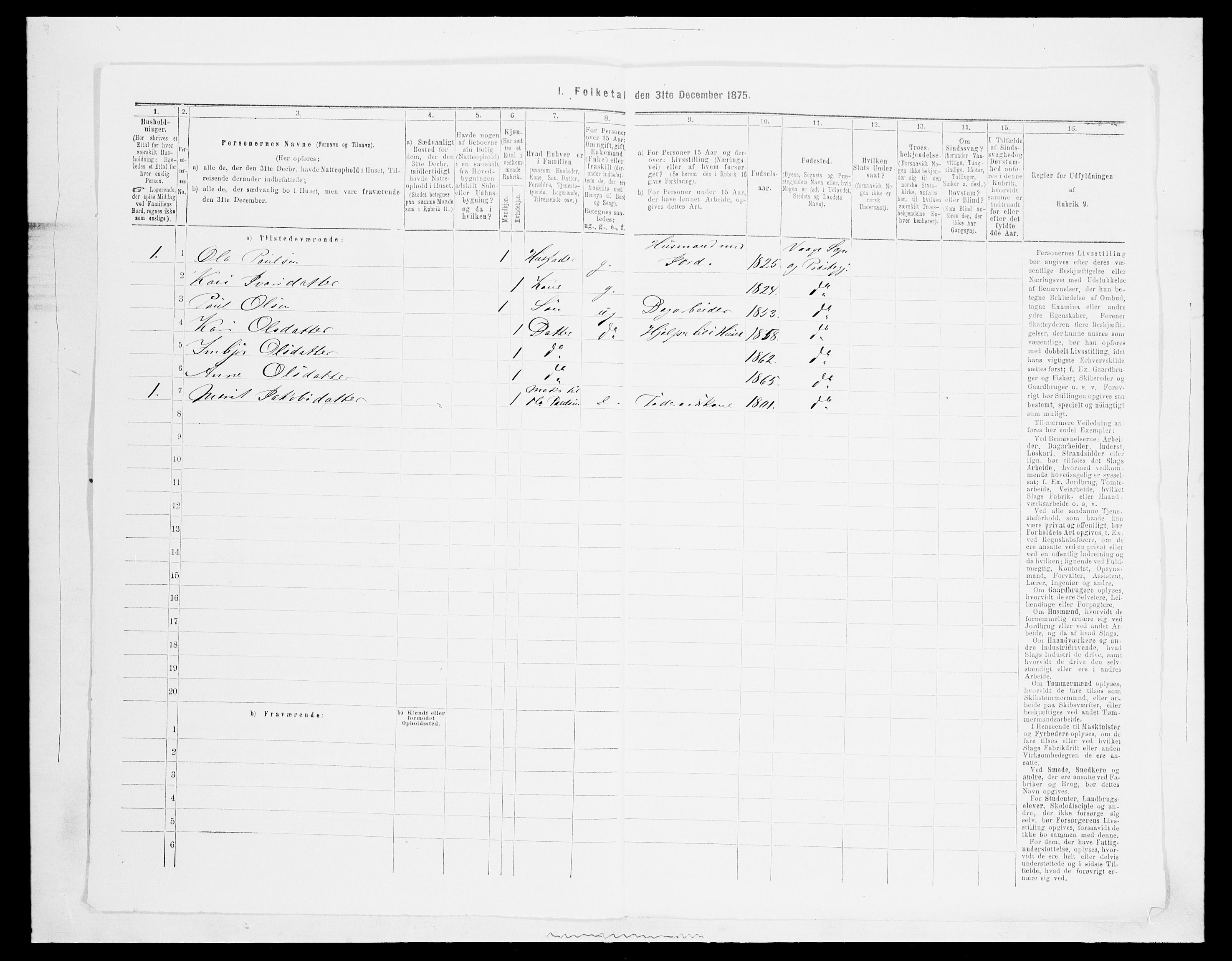 SAH, 1875 census for 0515P Vågå, 1875, p. 857