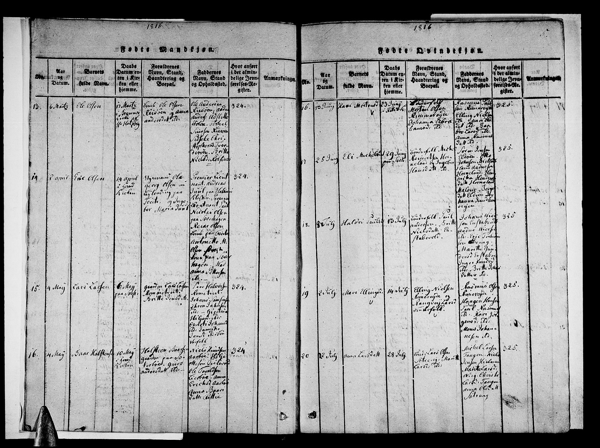 Stord sokneprestembete, AV/SAB-A-78201/H/Haa: Parish register (official) no. A 5, 1816-1825, p. 5