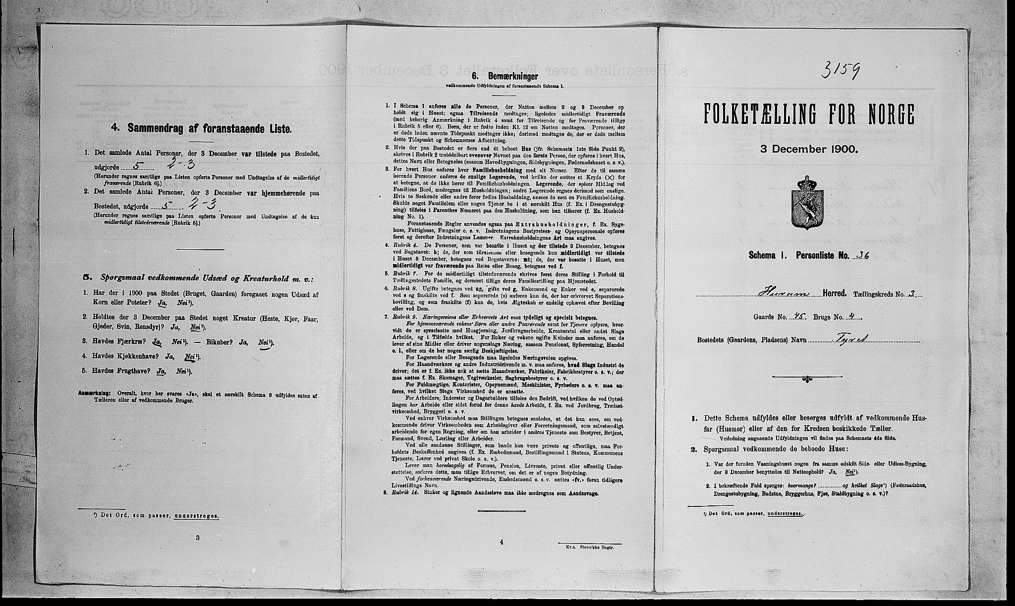 RA, 1900 census for Hurum, 1900, p. 358