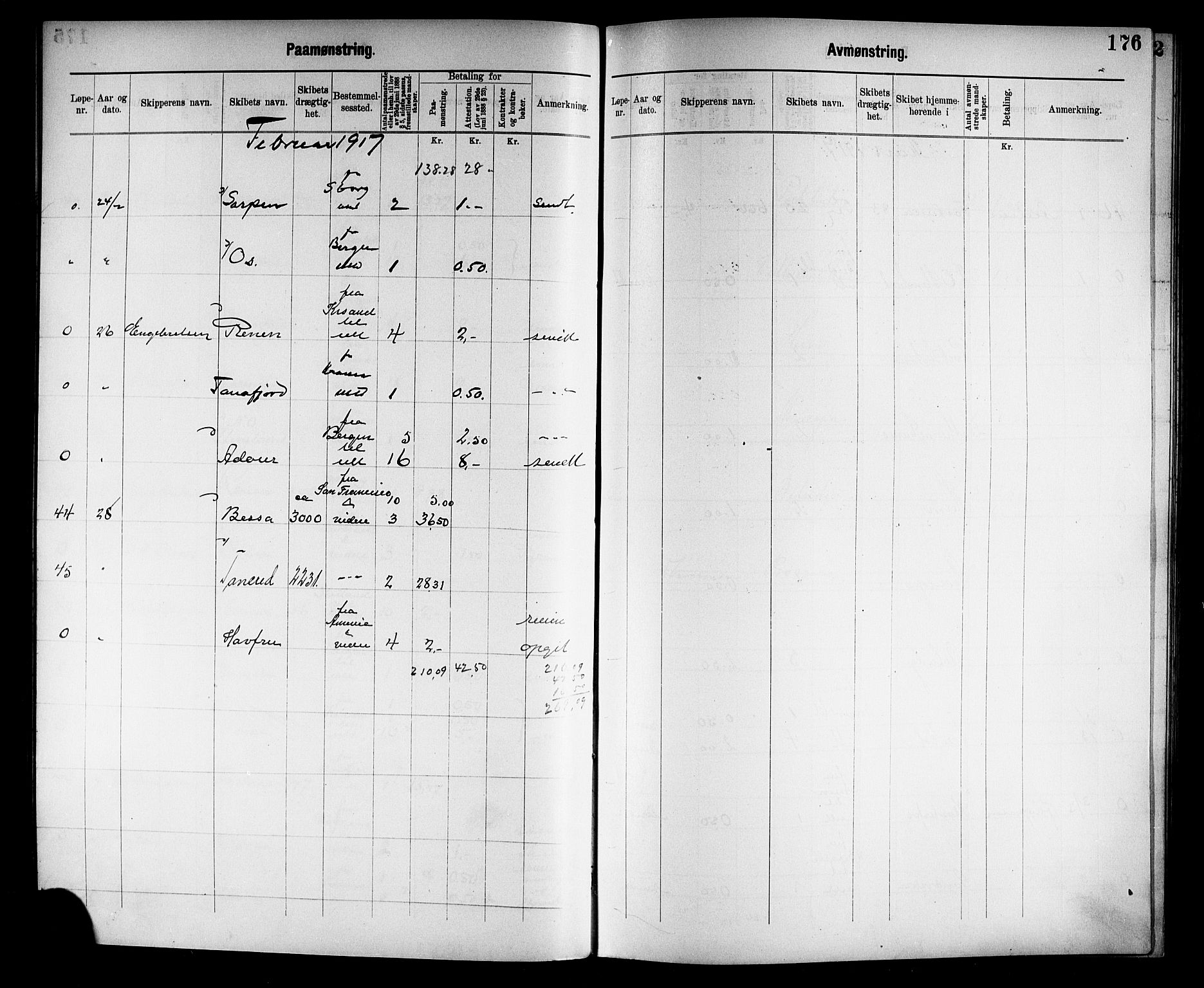 Tønsberg innrulleringskontor, AV/SAKO-A-786/H/Ha/L0007: Mønstringsjournal, 1915-1925, p. 178