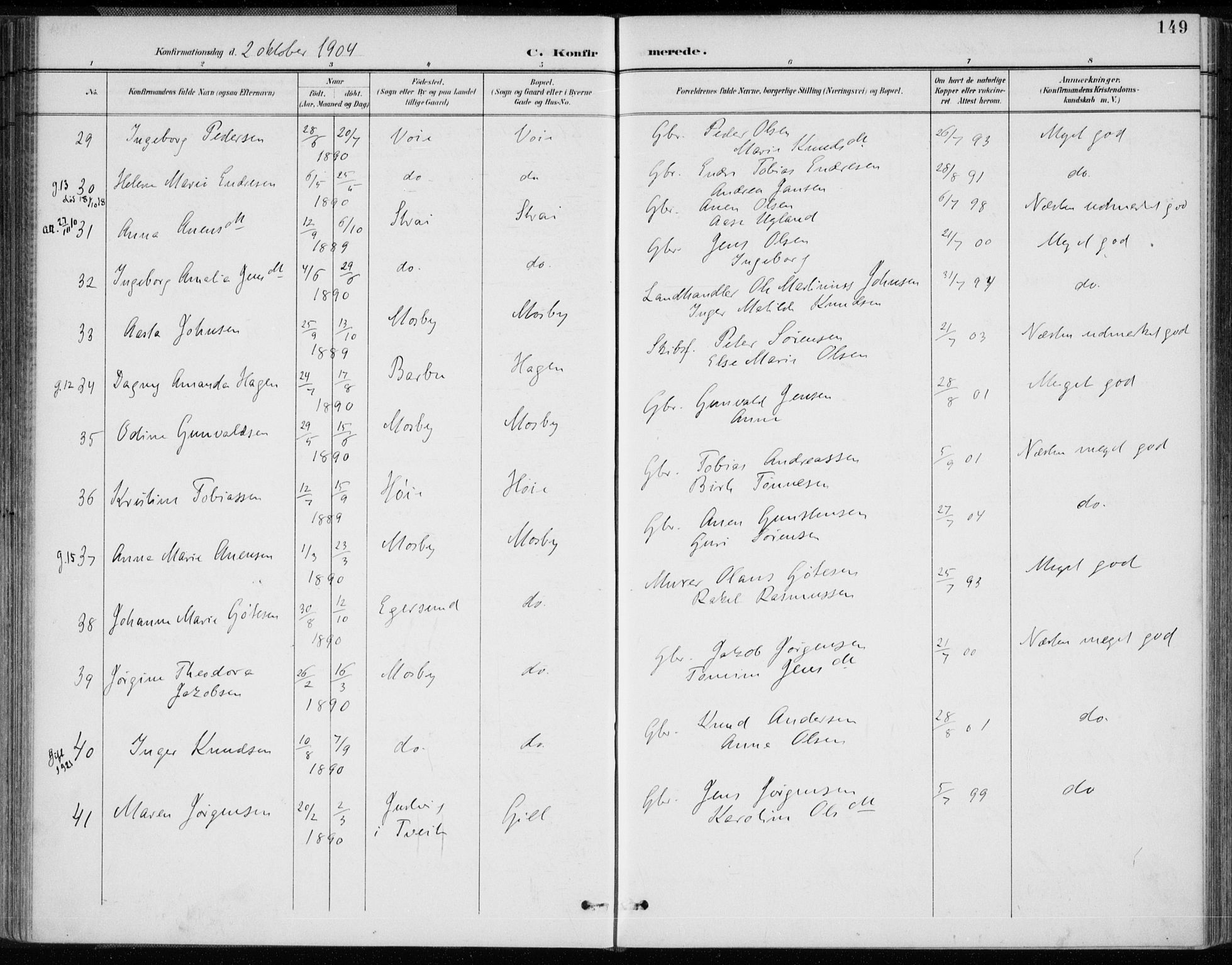 Oddernes sokneprestkontor, AV/SAK-1111-0033/F/Fa/Faa/L0010: Parish register (official) no. A 10, 1897-1911, p. 149