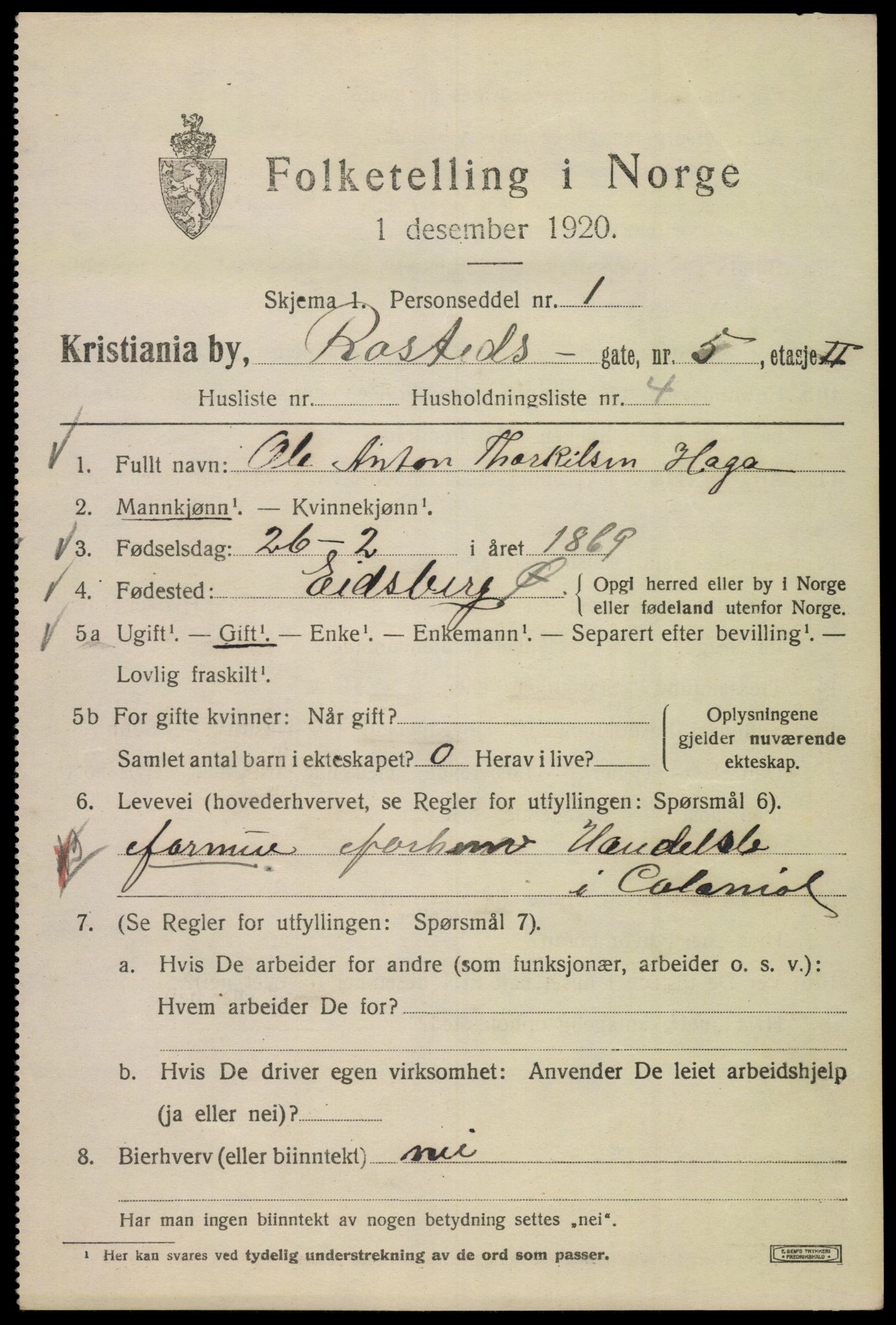 SAO, 1920 census for Kristiania, 1920, p. 467855