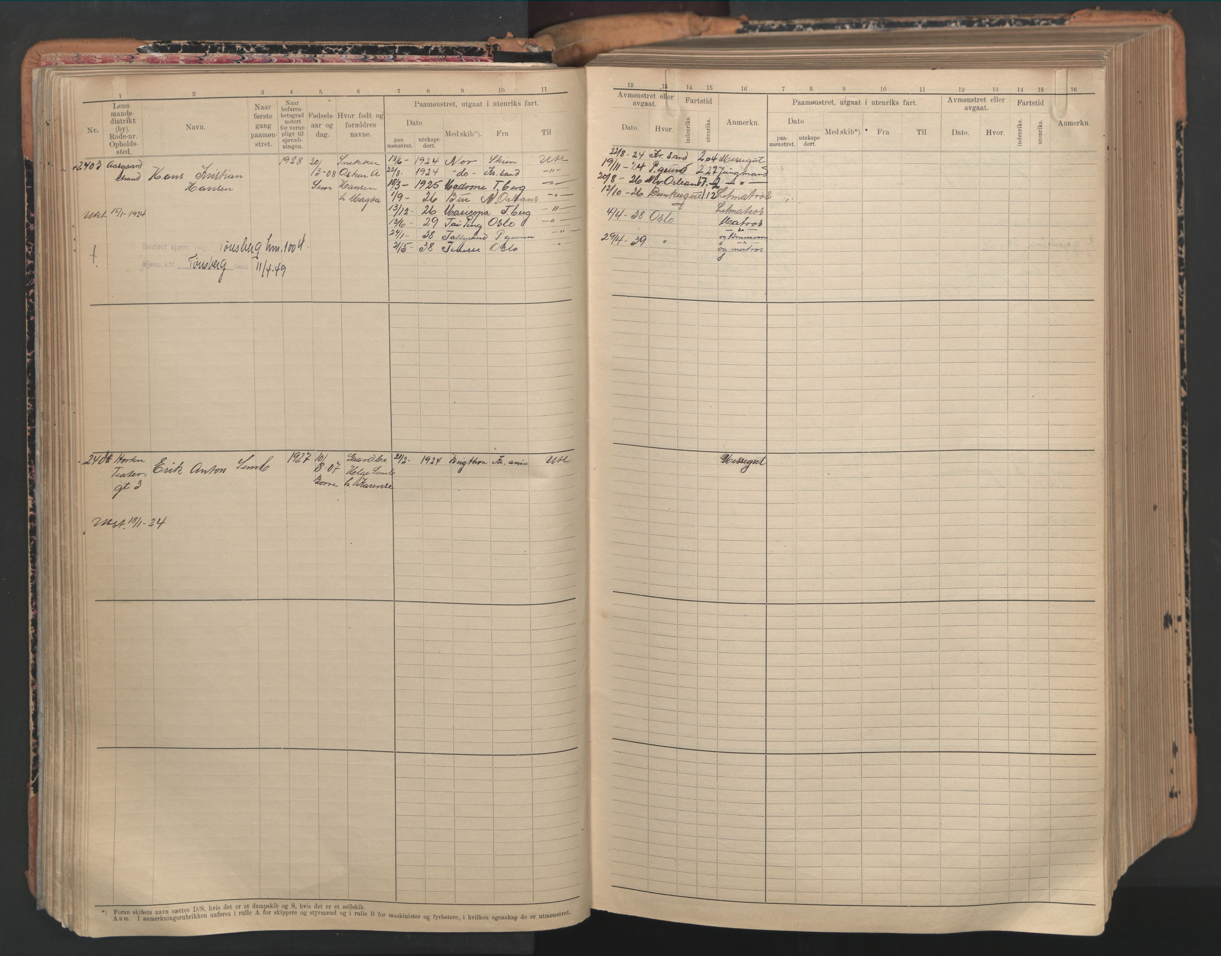 Horten innrulleringskontor, SAKO/A-785/F/Fc/L0008: Hovedrulle, 1920-1948, p. 110