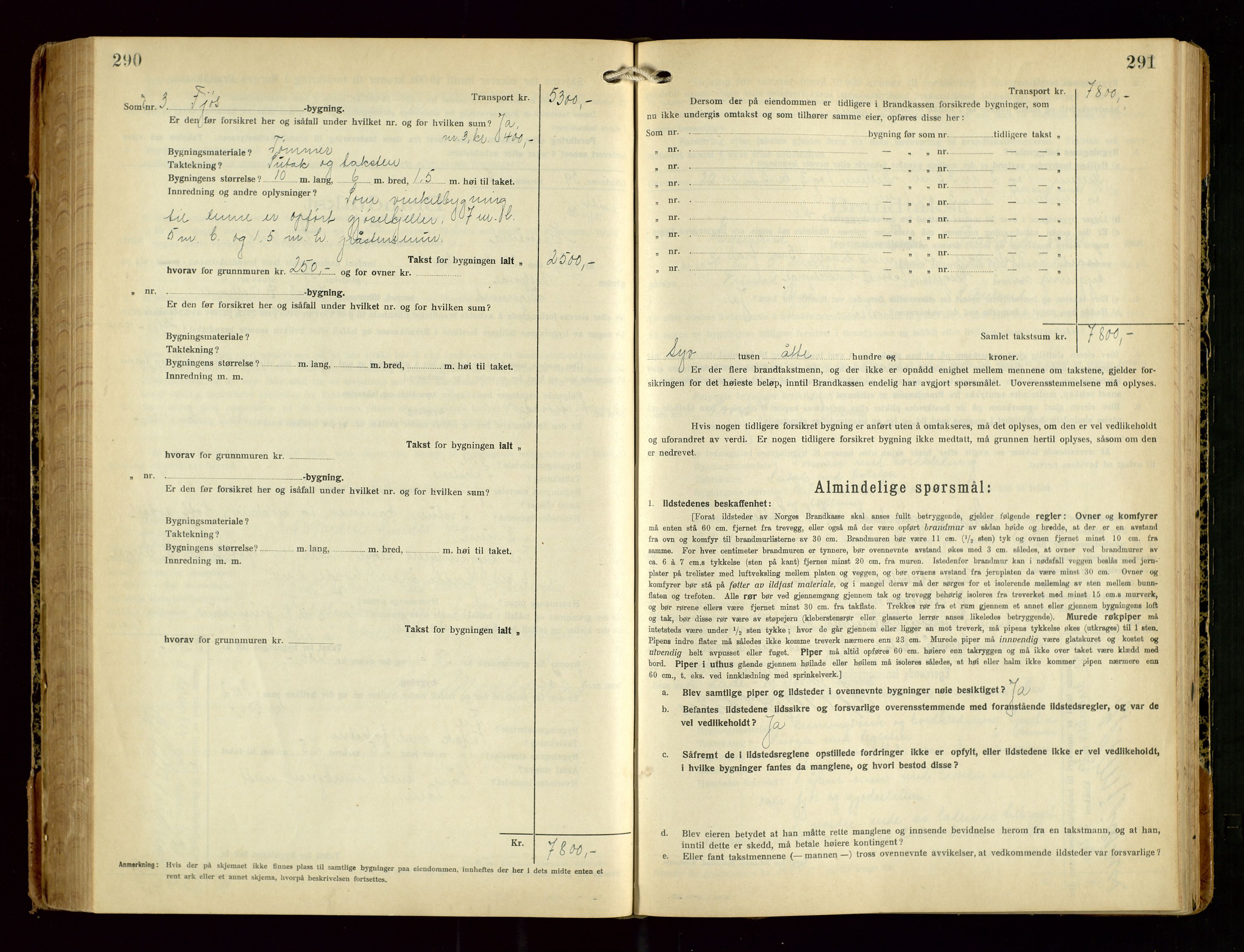 Eigersund lensmannskontor, AV/SAST-A-100171/Gob/L0005: "Brandtakstprotokoll", 1925-1934, p. 290-291