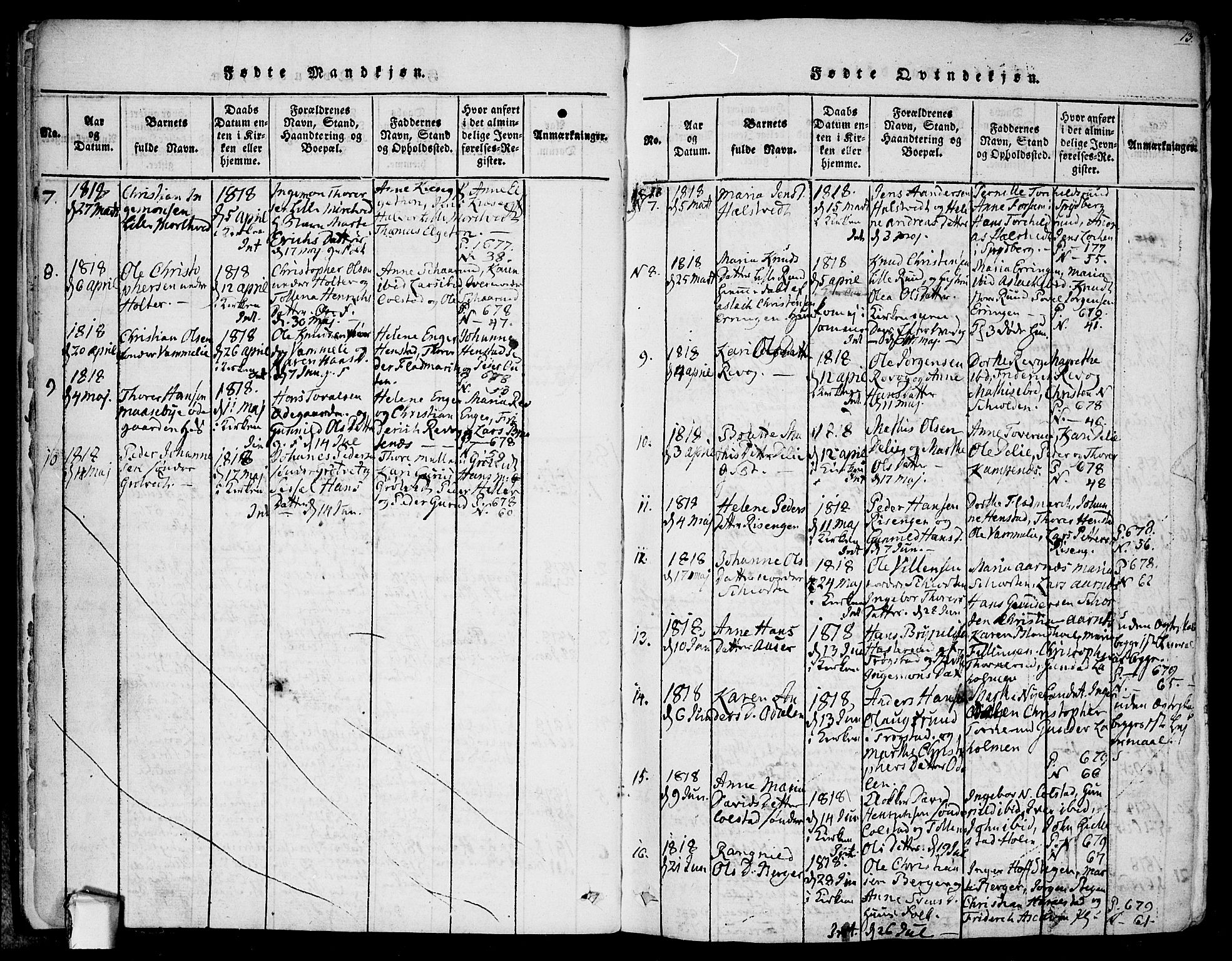 Askim prestekontor Kirkebøker, SAO/A-10900/F/Fa/L0004: Parish register (official) no. 4, 1817-1846, p. 12-13