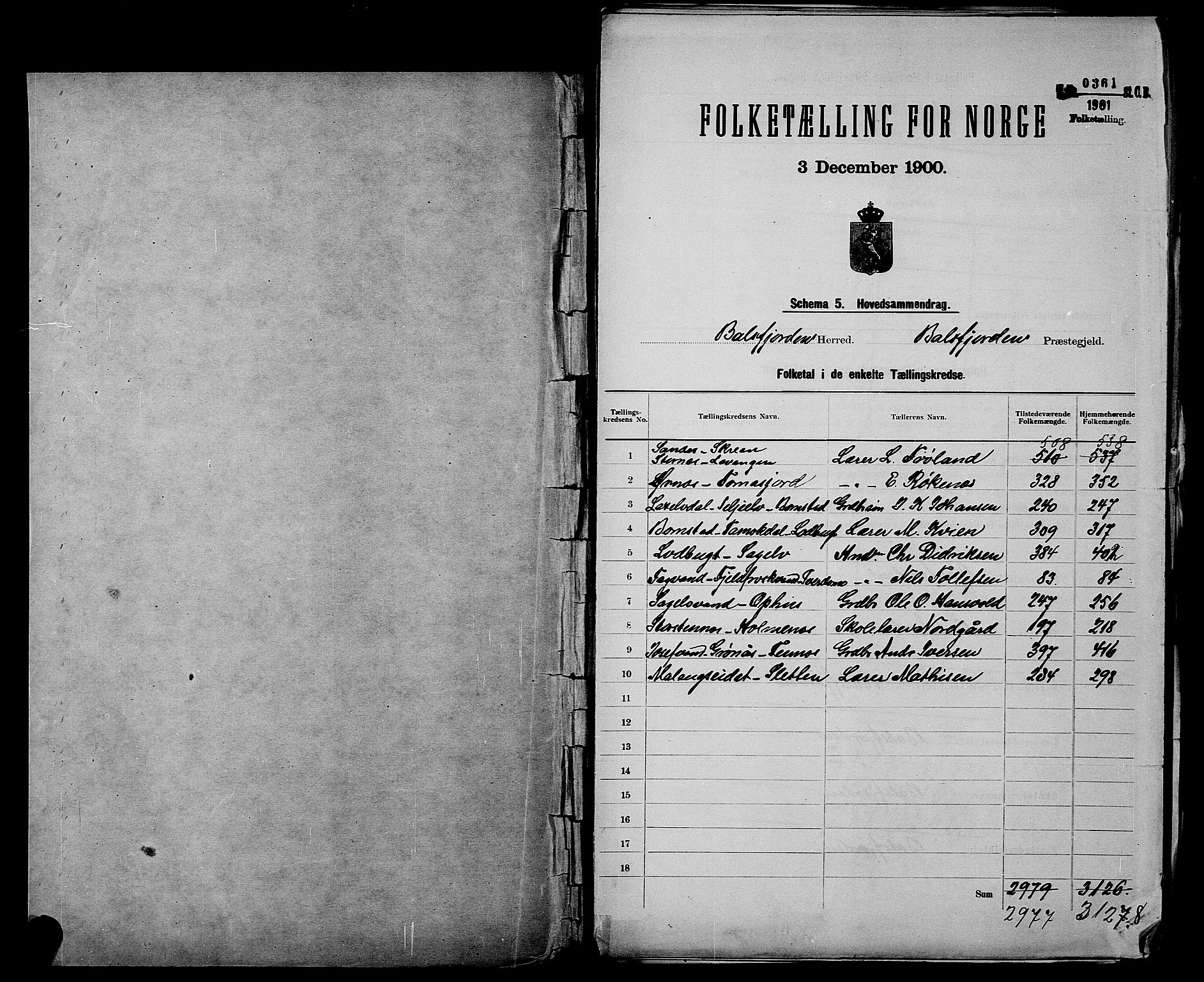 SATØ, 1900 census for Balsfjord, 1900, p. 2