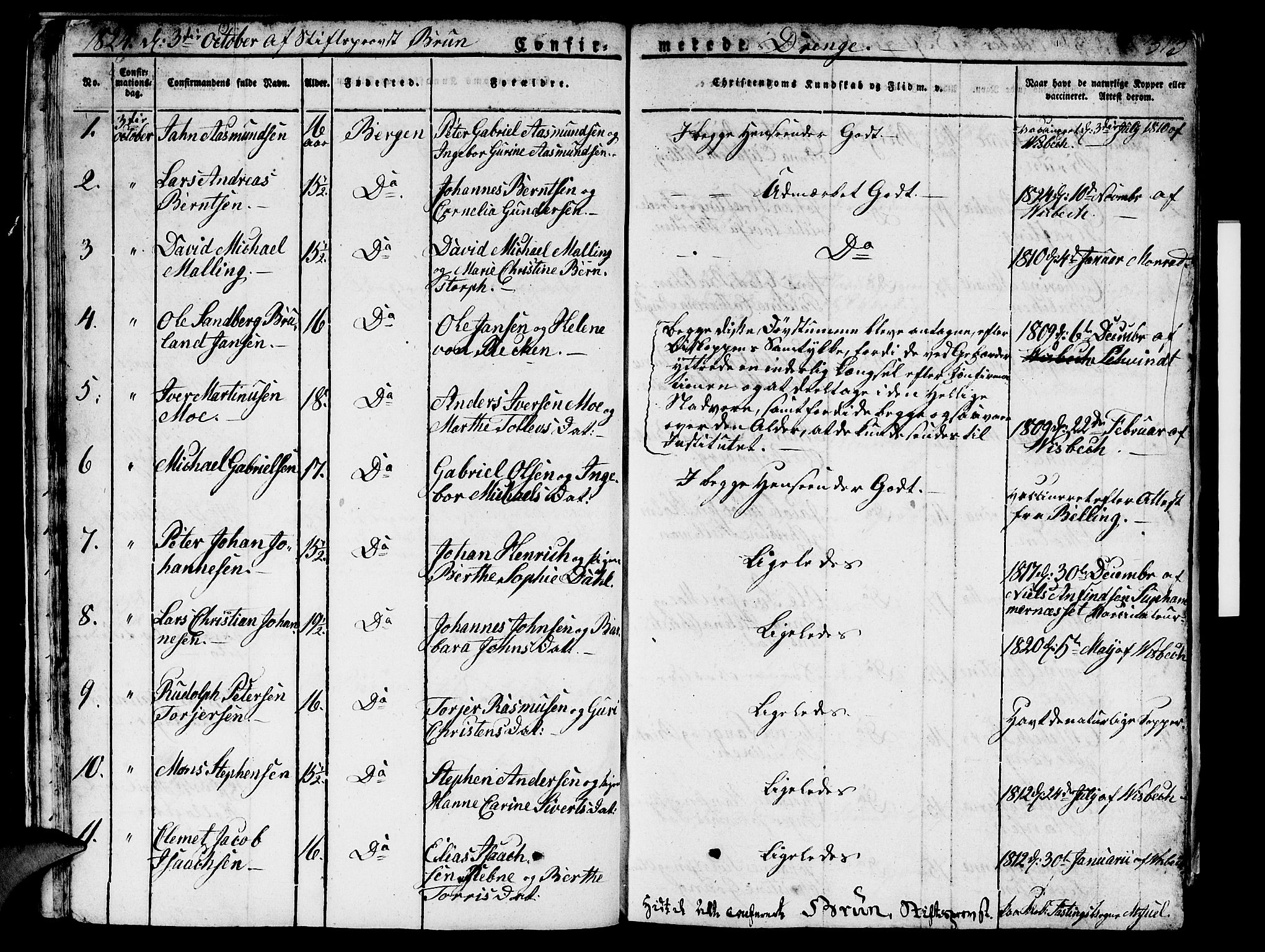 Domkirken sokneprestembete, AV/SAB-A-74801/H/Hab/L0002: Parish register (copy) no. A 2, 1821-1839, p. 313