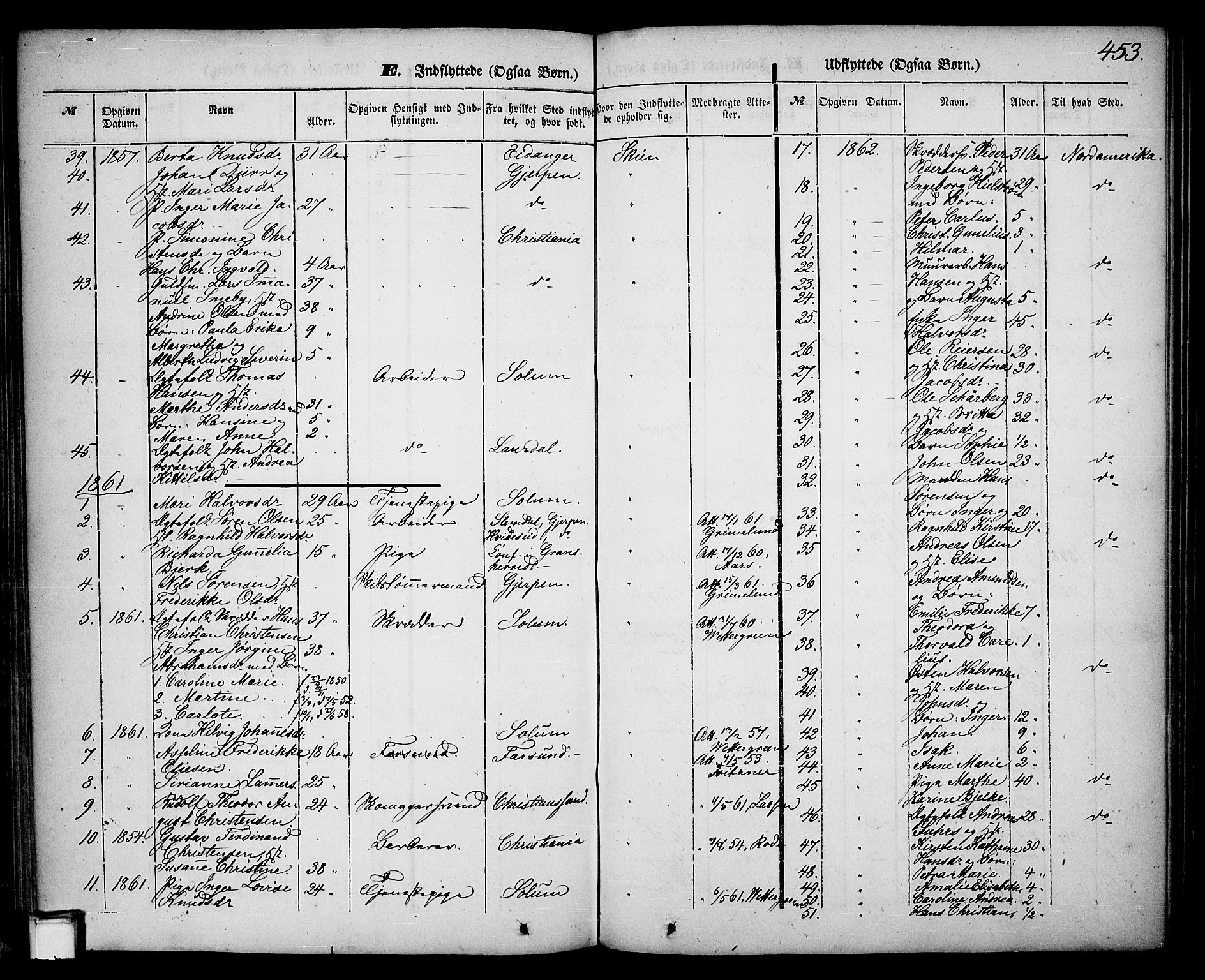 Skien kirkebøker, SAKO/A-302/G/Ga/L0004: Parish register (copy) no. 4, 1843-1867, p. 453