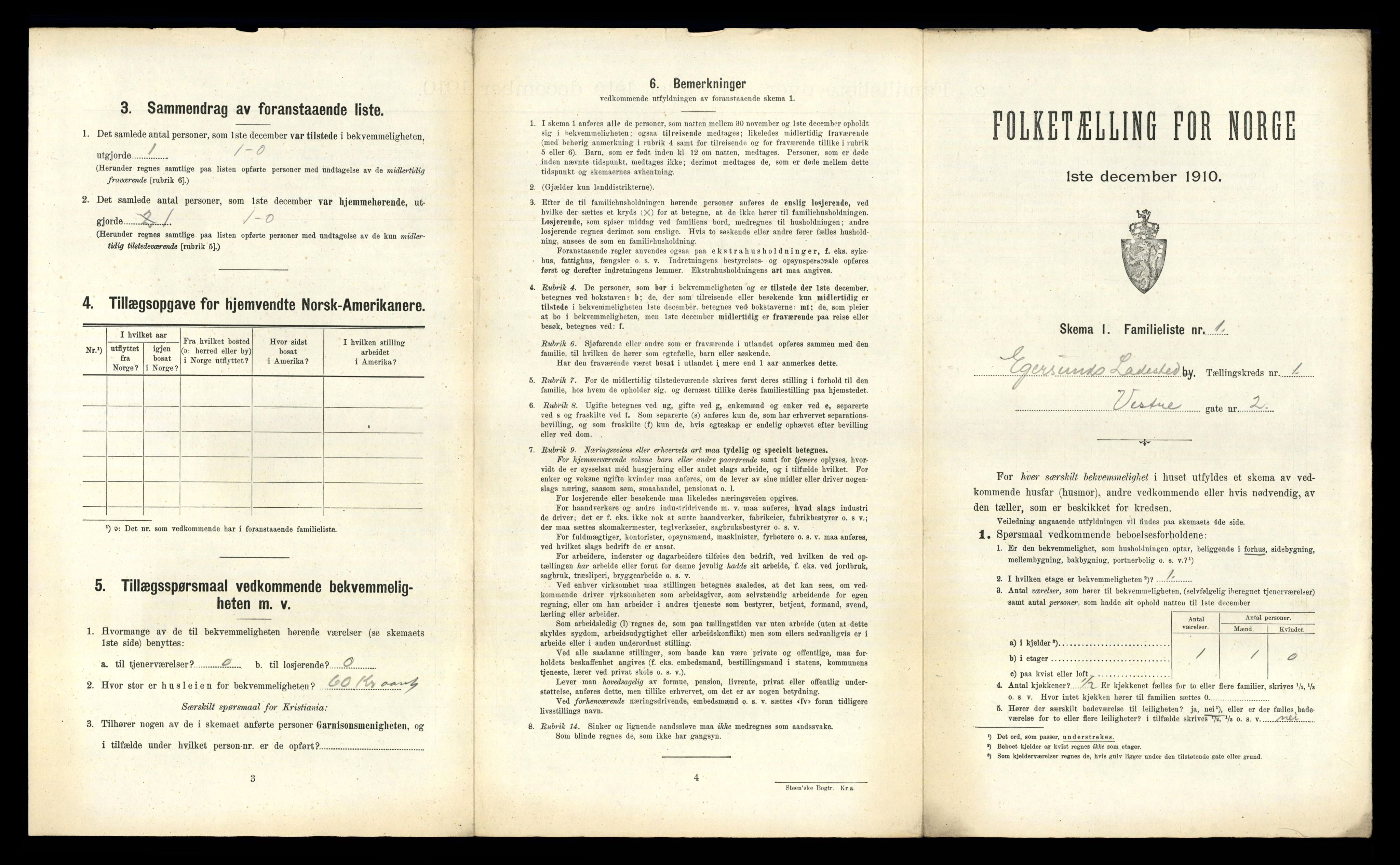 RA, 1910 census for Egersund, 1910, p. 409