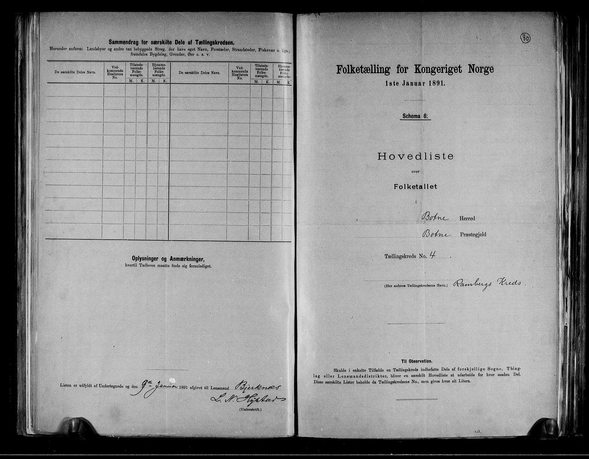 RA, 1891 census for 0715 Botne, 1891, p. 11