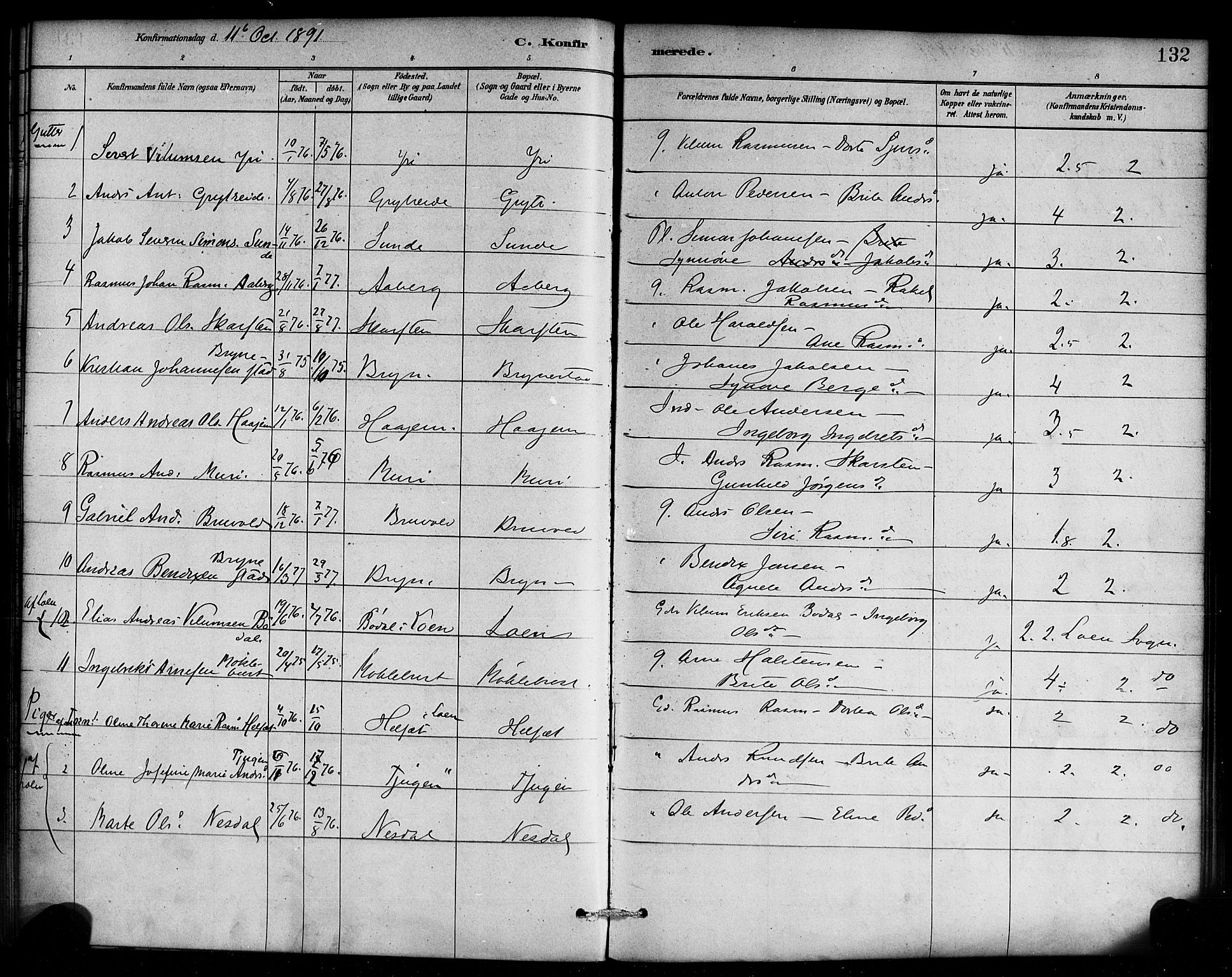 Innvik sokneprestembete, SAB/A-80501: Parish register (official) no. C 1, 1879-1900, p. 132