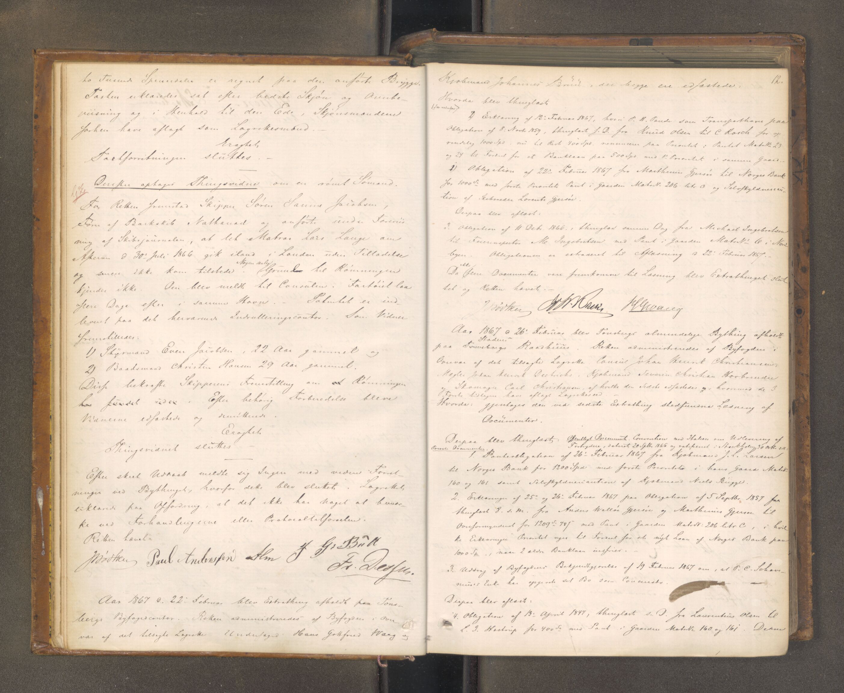 Tønsberg byfogd, AV/SAKO-A-224/F/Fa/L0028: Tingbok, 1867-1872, p. 11b-12a