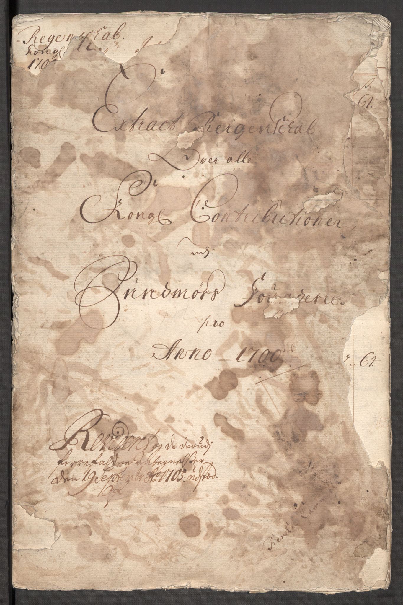 Rentekammeret inntil 1814, Reviderte regnskaper, Fogderegnskap, RA/EA-4092/R54/L3558: Fogderegnskap Sunnmøre, 1700-1701, p. 3