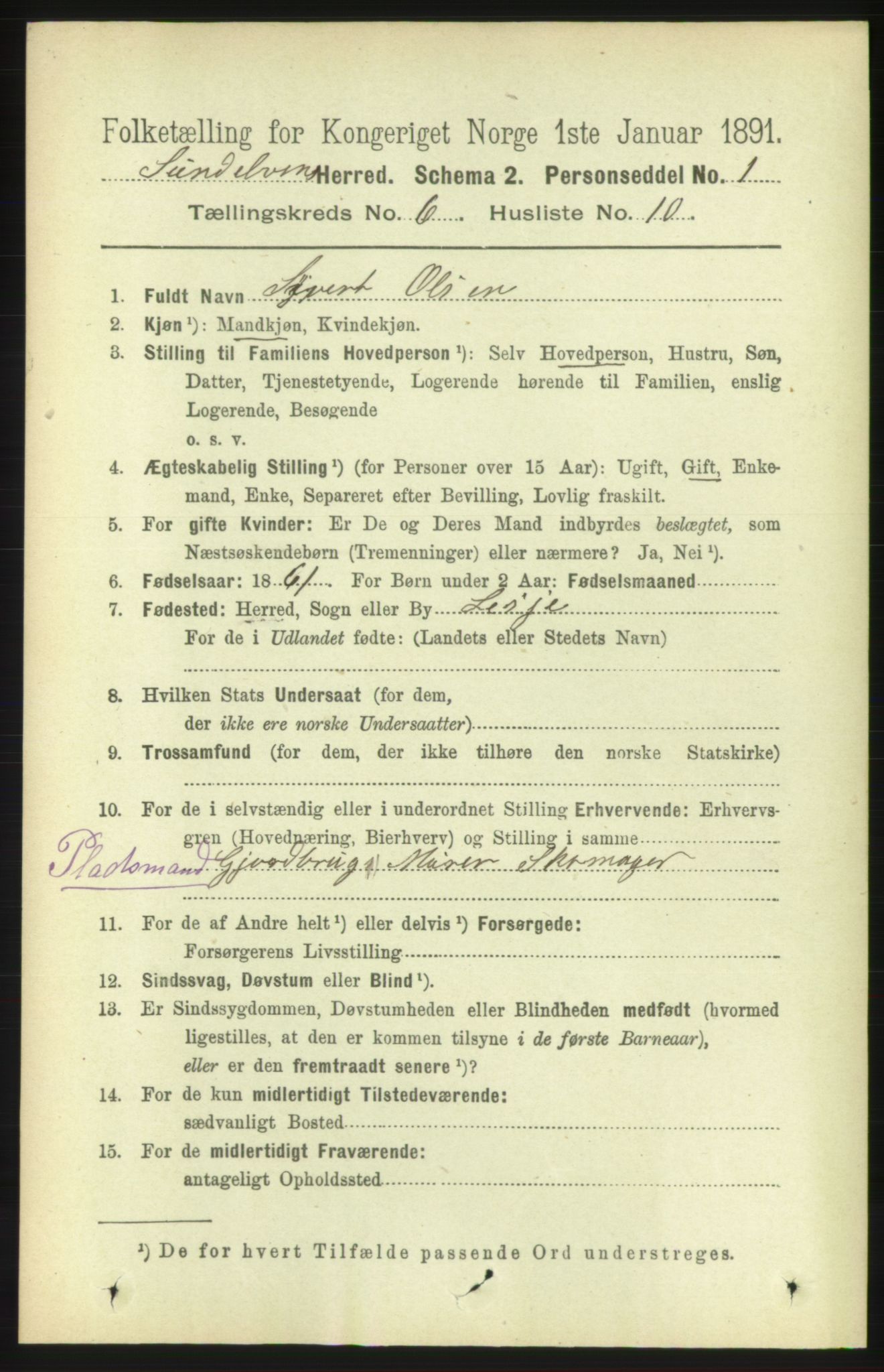RA, 1891 census for 1523 Sunnylven, 1891, p. 1558