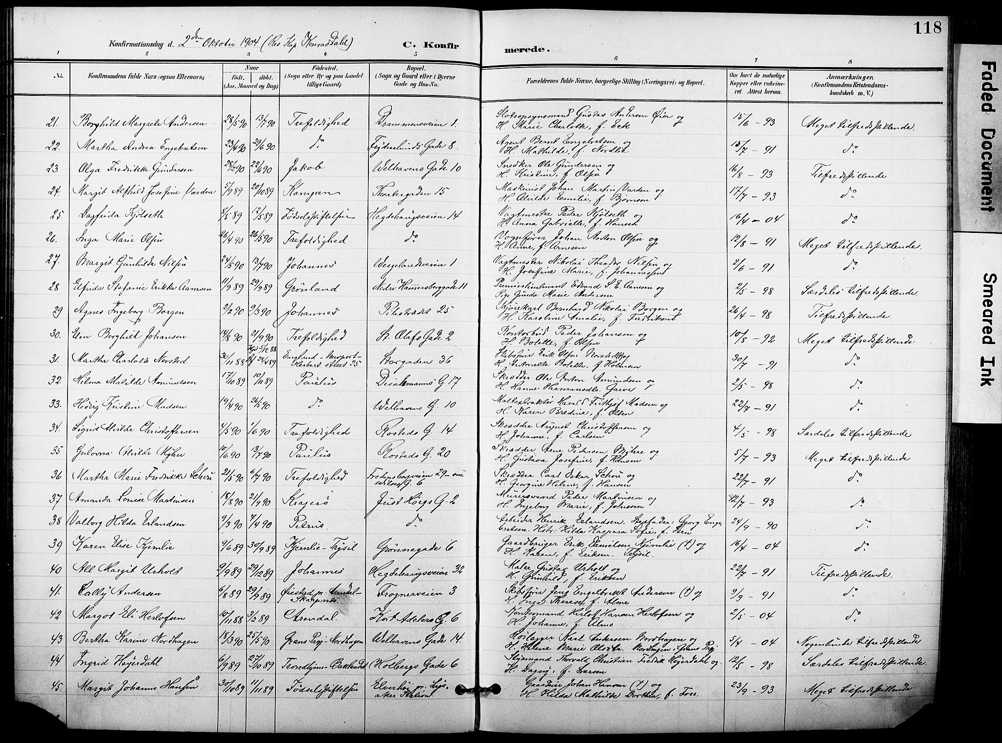 Trefoldighet prestekontor Kirkebøker, SAO/A-10882/F/Fb/L0004: Parish register (official) no. II 4, 1896-1915, p. 118