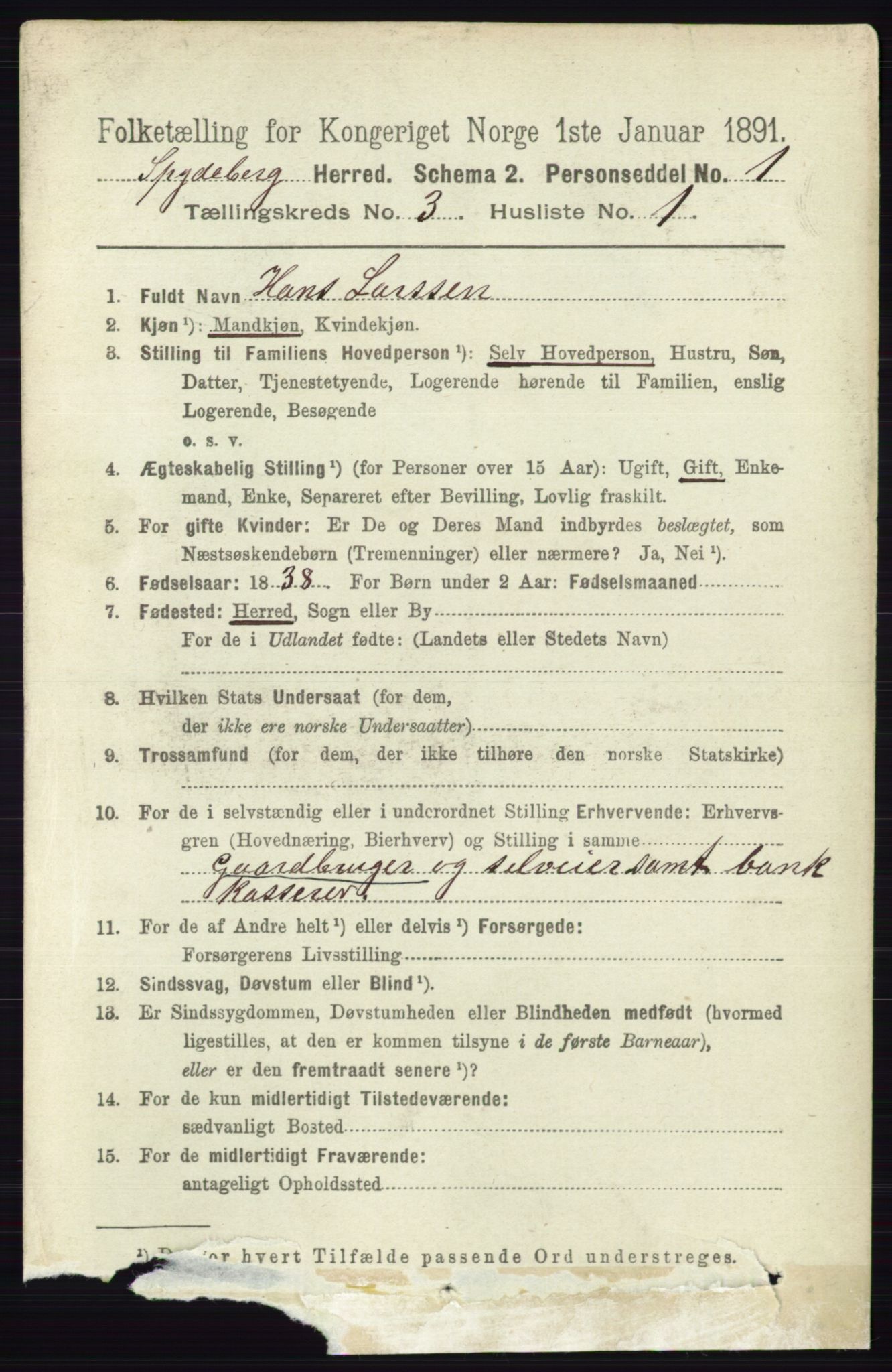 RA, 1891 census for 0123 Spydeberg, 1891, p. 1227