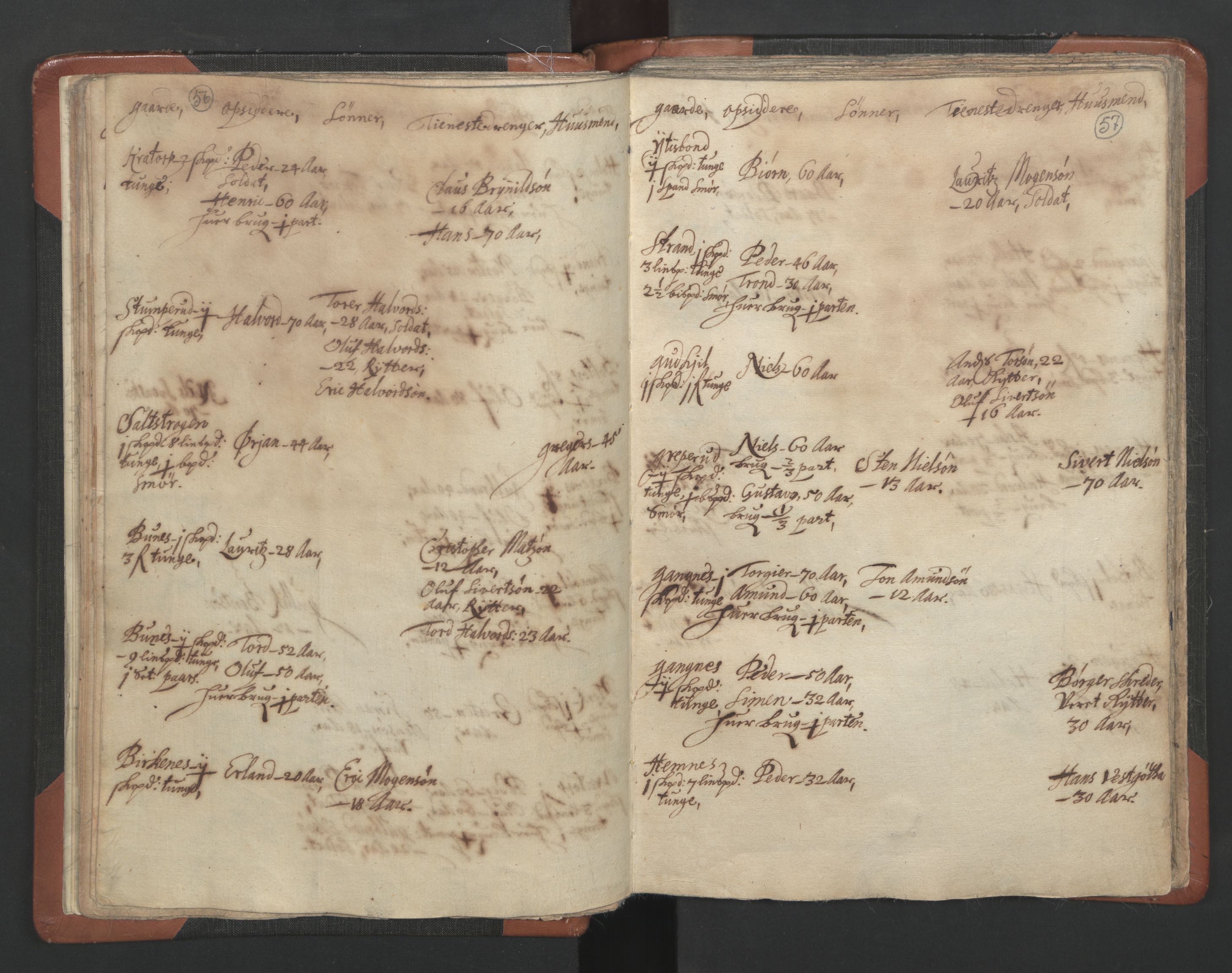 RA, Vicar's Census 1664-1666, no. 3: Nedre Romerike deanery, 1664-1666, p. 56-57