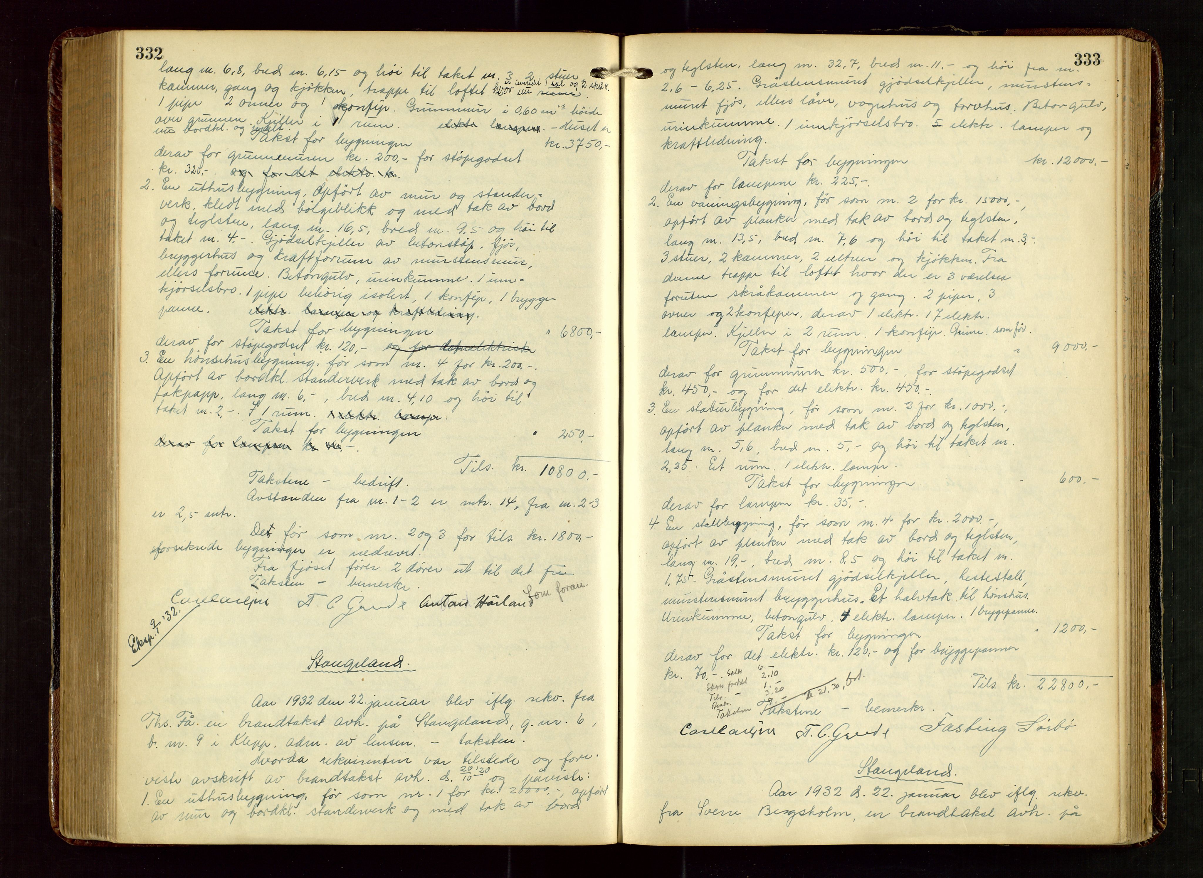 Klepp lensmannskontor, AV/SAST-A-100163/Gob/L0003: "Brandtakstprotokol", 1919-1939, p. 332-333