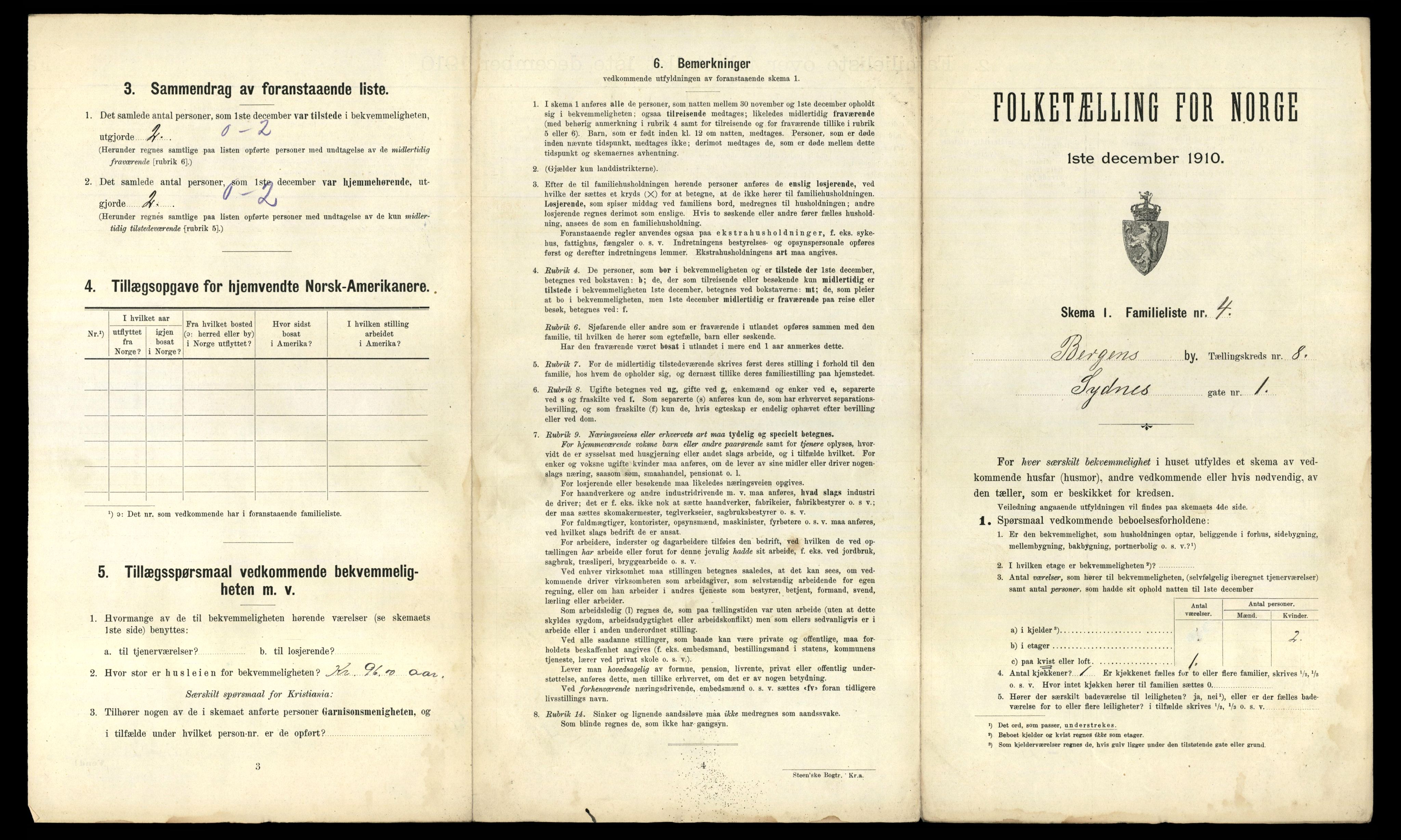 RA, 1910 census for Bergen, 1910, p. 2607