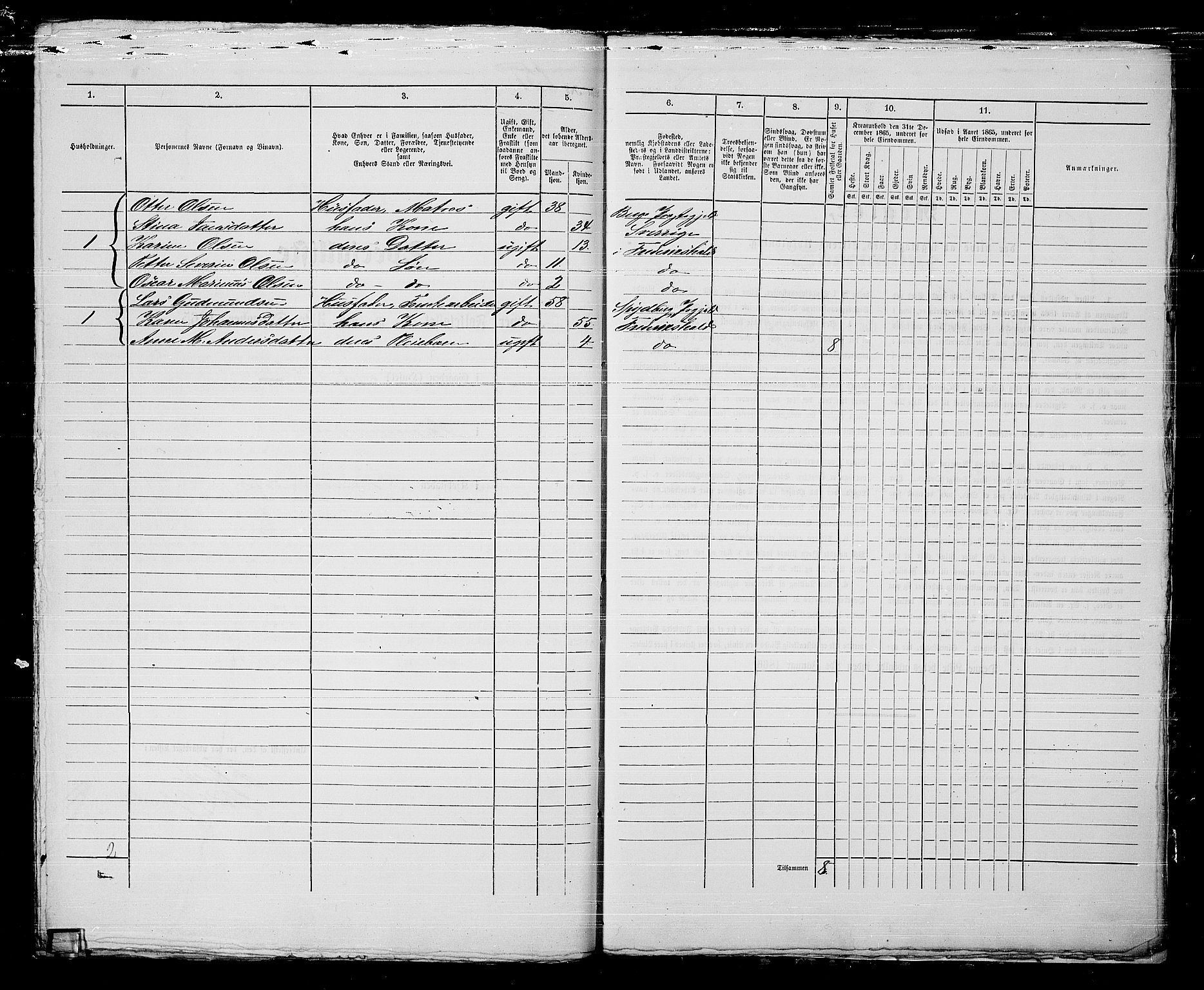 RA, 1865 census for Fredrikshald, 1865, p. 1300