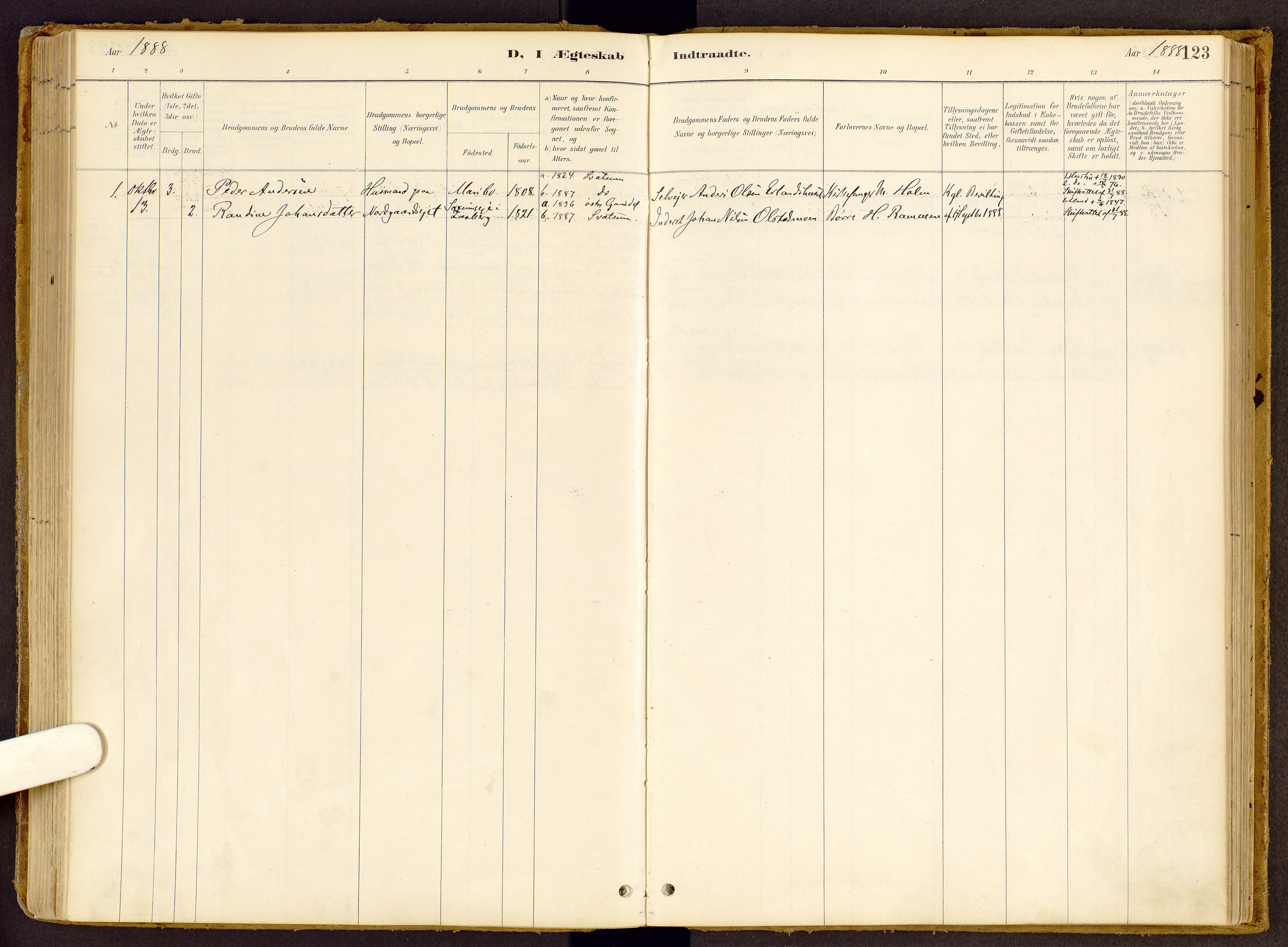 Vestre Gausdal prestekontor, SAH/PREST-094/H/Ha/Haa/L0002: Parish register (official) no. 2, 1887-1918, p. 123