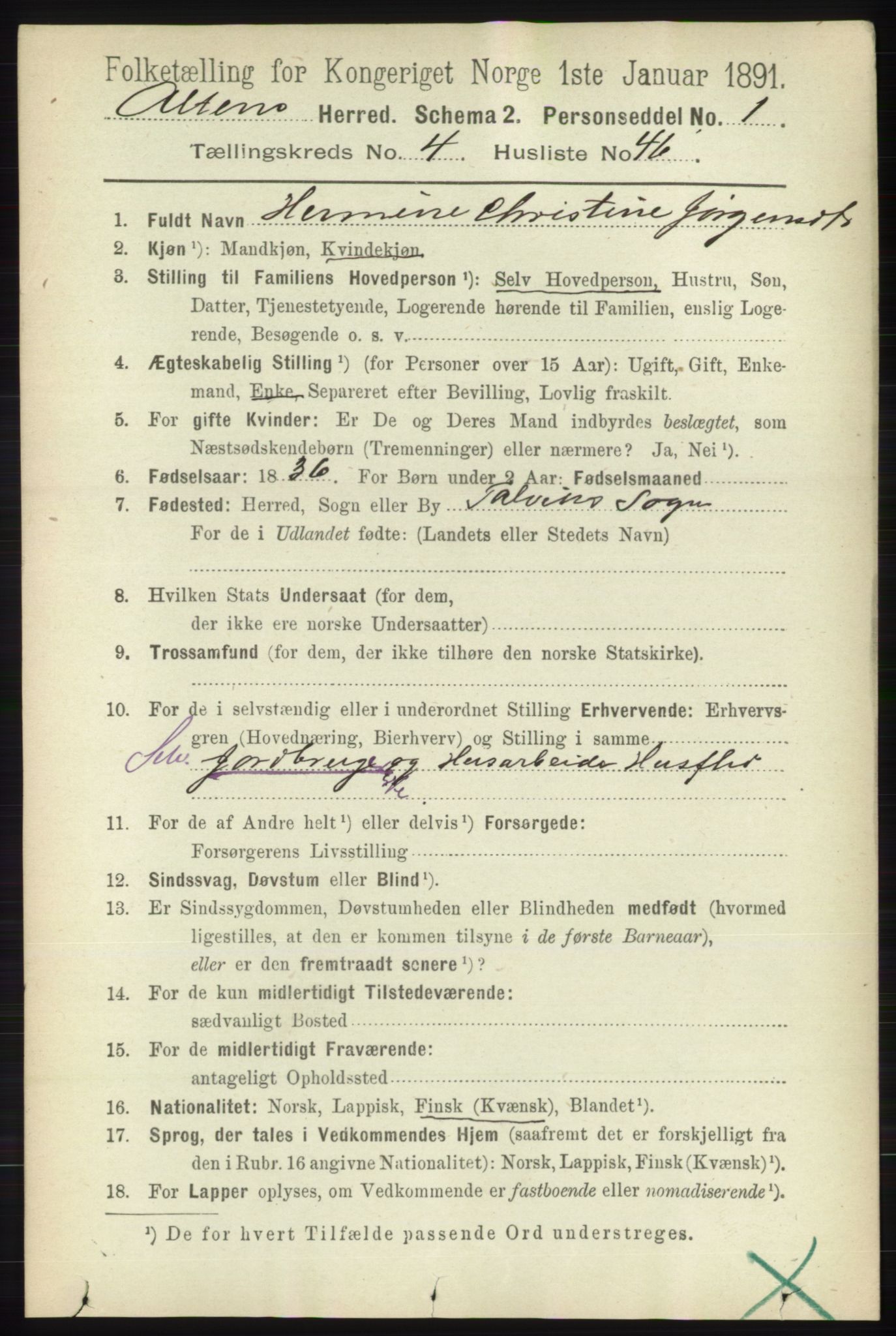 RA, 1891 census for 2012 Alta, 1891, p. 1588