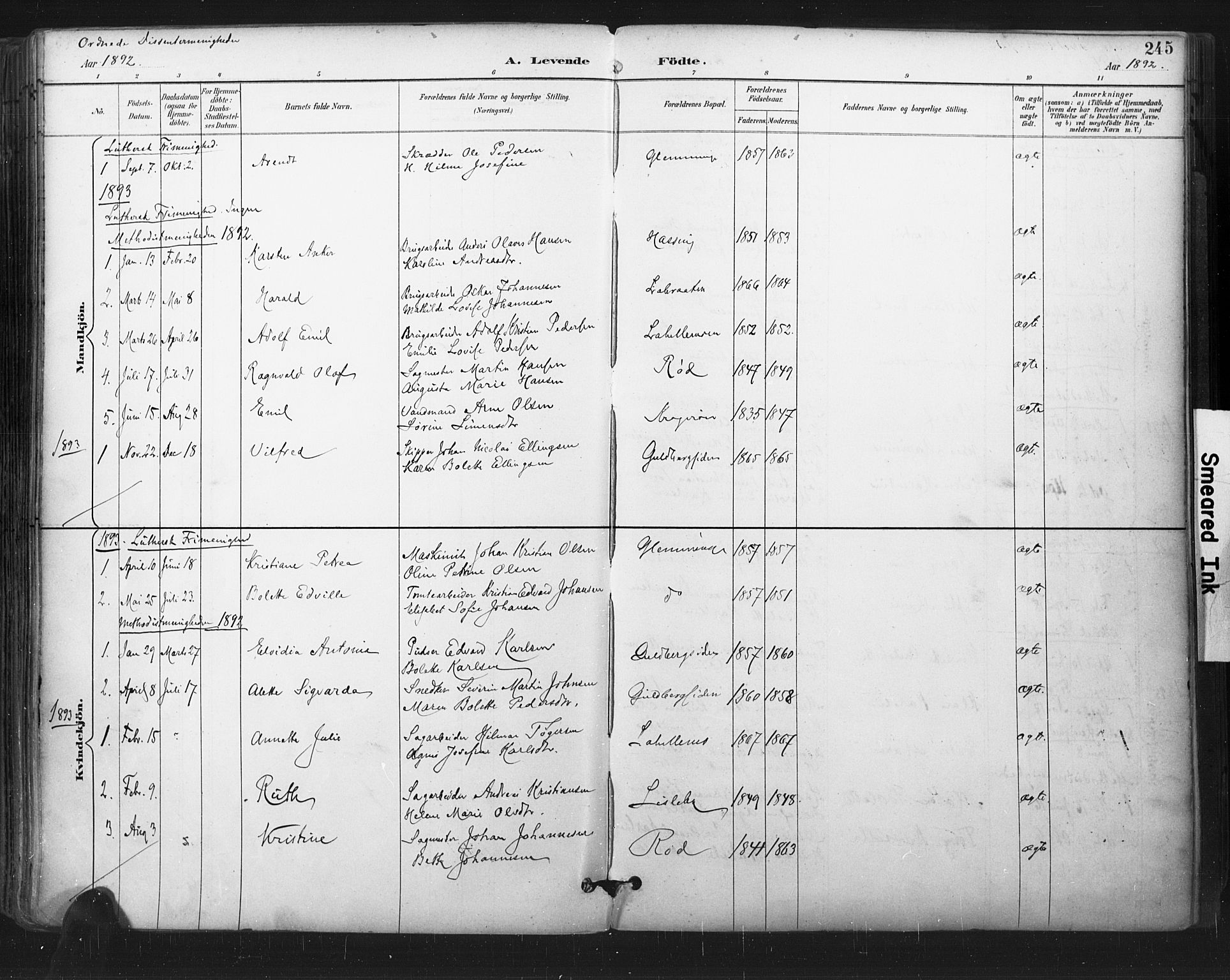 Glemmen prestekontor Kirkebøker, SAO/A-10908/F/Fa/L0013: Parish register (official) no. 13, 1892-1907, p. 245