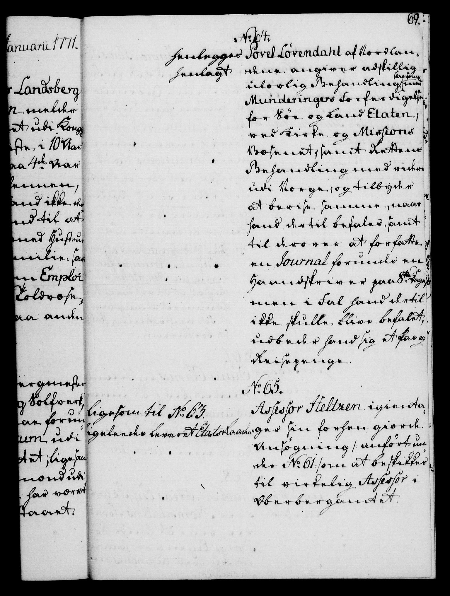 Rentekammeret, Kammerkanselliet, RA/EA-3111/G/Gh/Gha/L0035: Norsk ekstraktmemorialprotokoll (merket RK 53.80), 1759-1771, p. 69