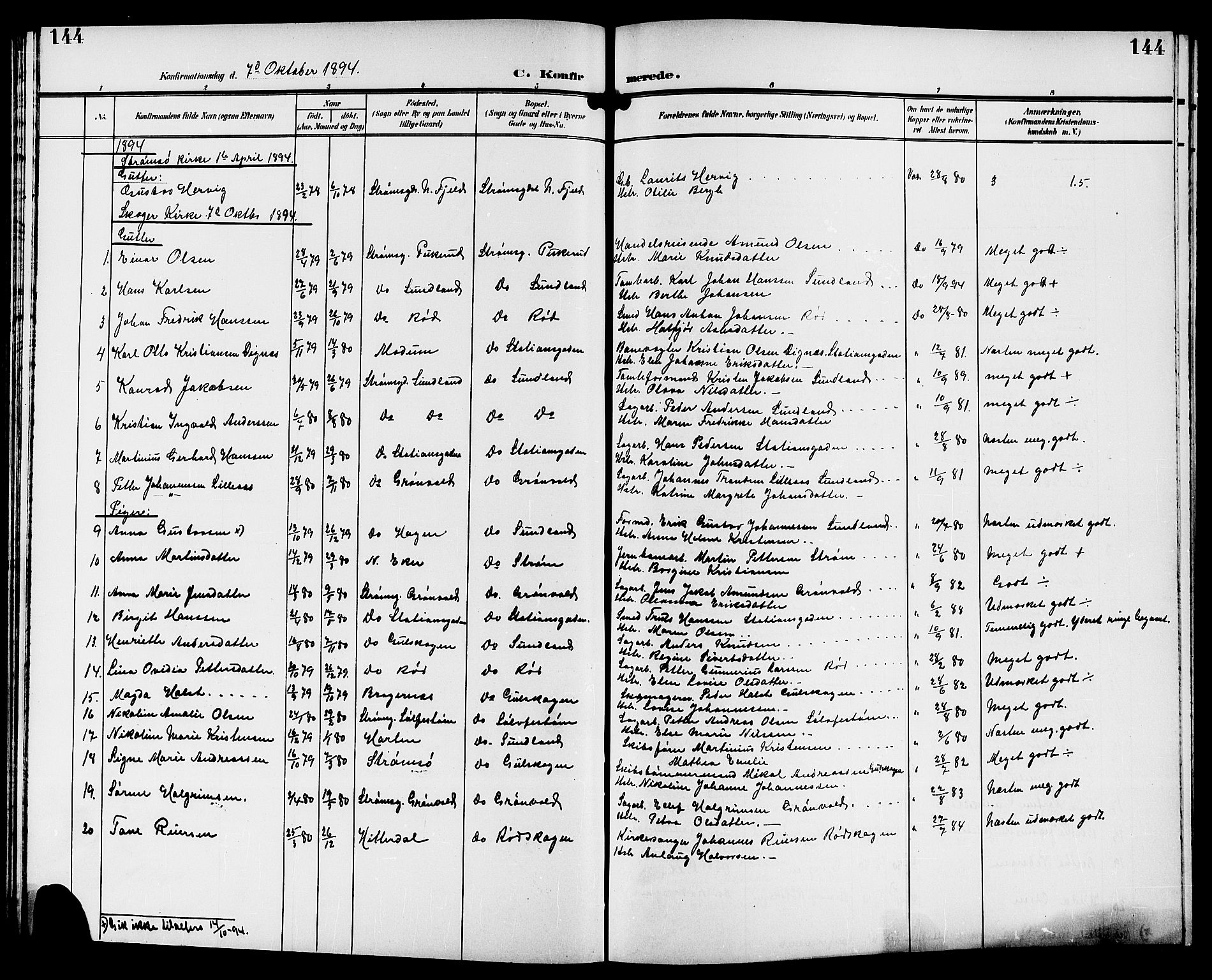 Strømsgodset kirkebøker, SAKO/A-324/G/Ga/L0002: Parish register (copy) no. 2, 1885-1910, p. 144