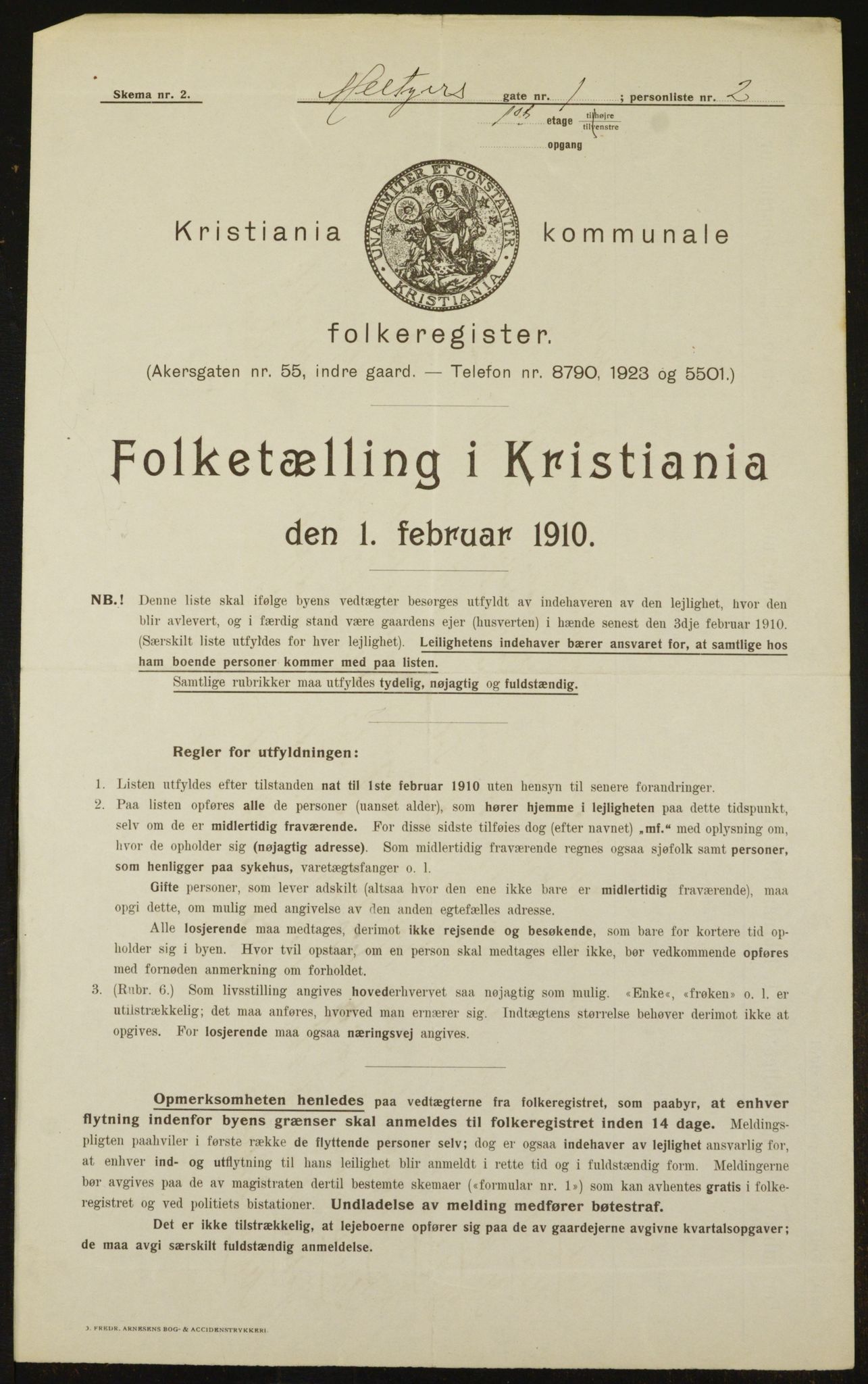 OBA, Municipal Census 1910 for Kristiania, 1910, p. 63081