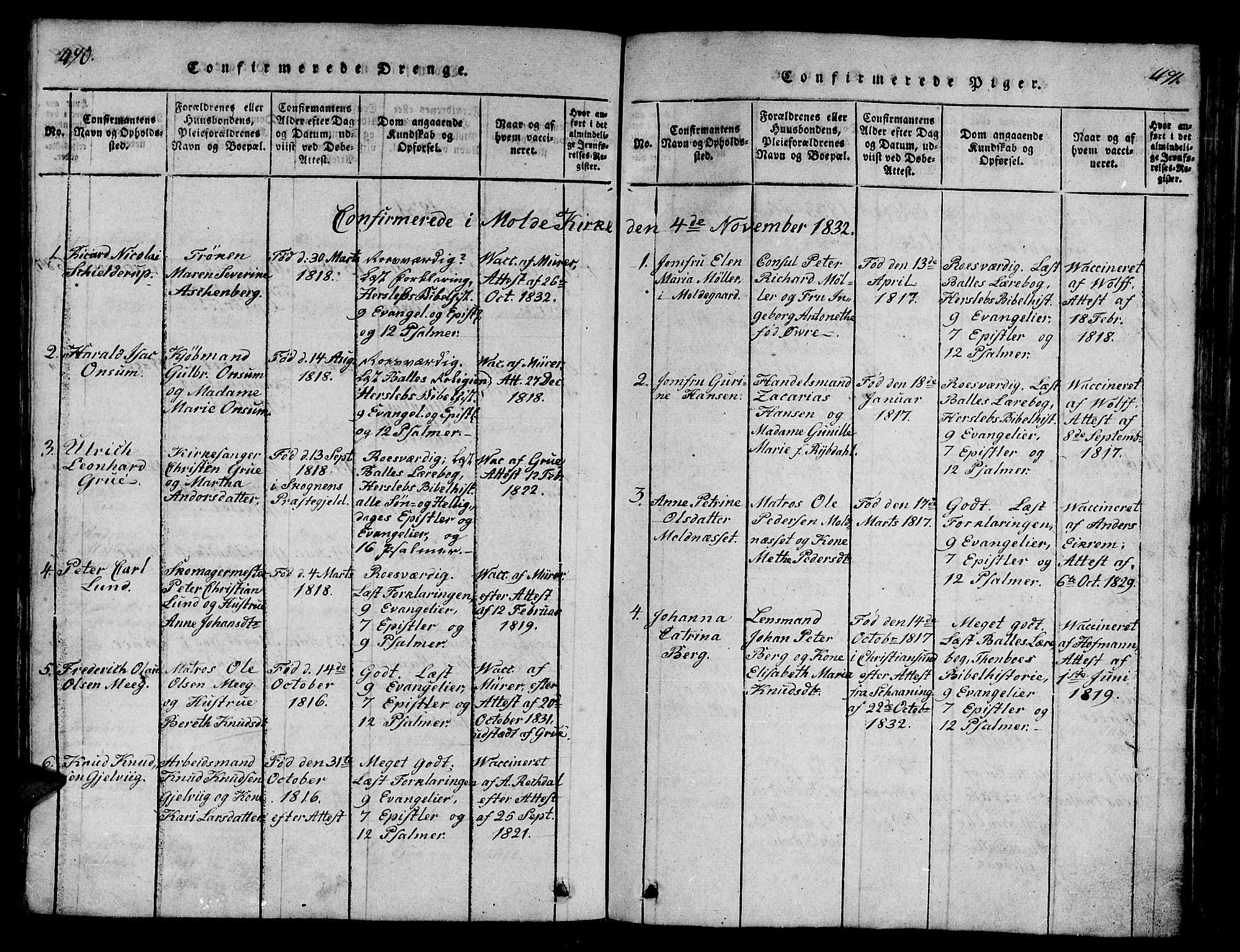Ministerialprotokoller, klokkerbøker og fødselsregistre - Møre og Romsdal, SAT/A-1454/558/L0700: Parish register (copy) no. 558C01, 1818-1868, p. 490-491