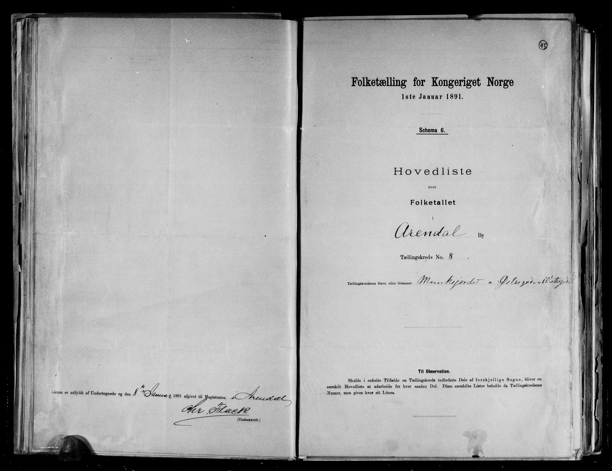 RA, 1891 census for 0903 Arendal, 1891, p. 17