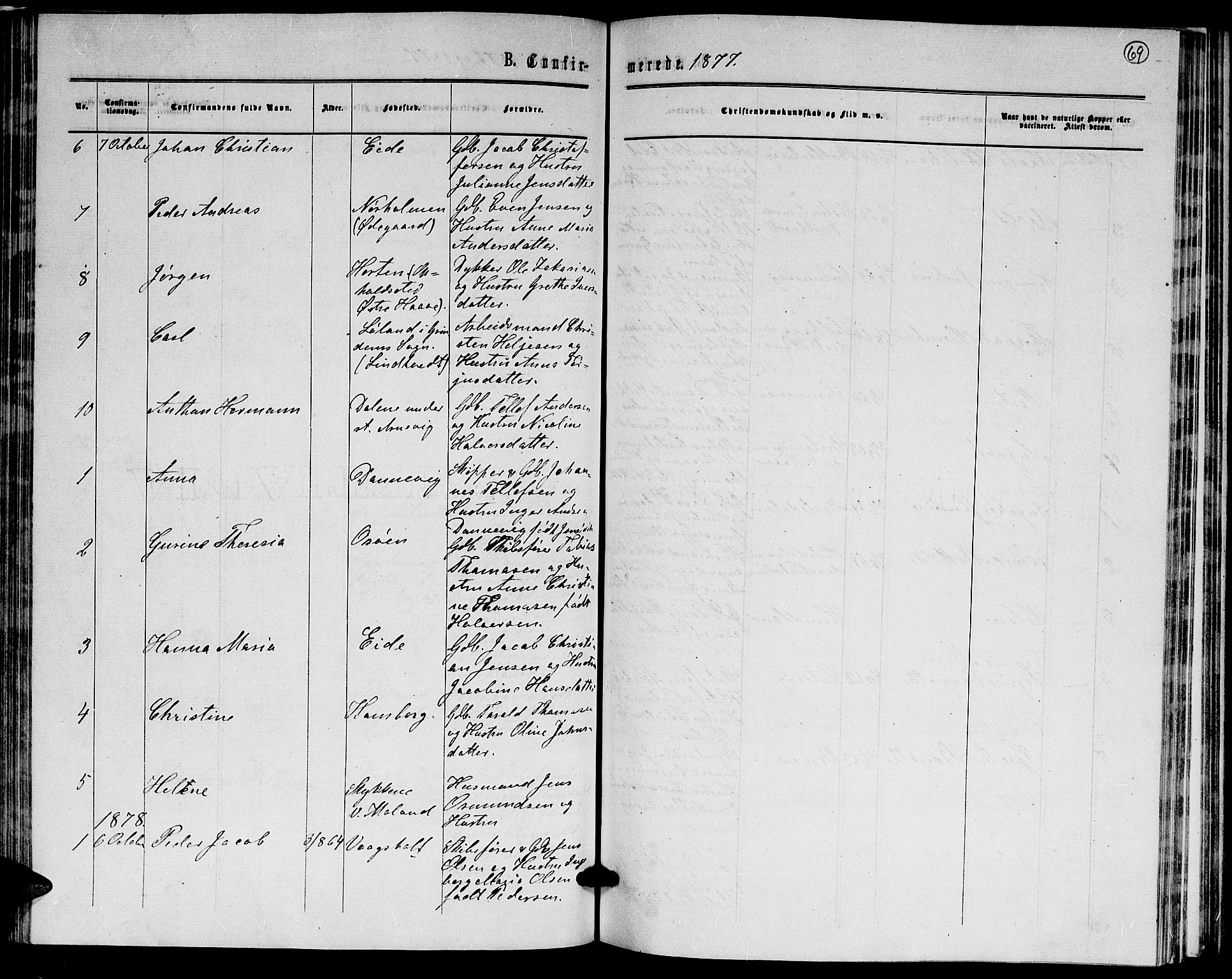 Hommedal sokneprestkontor, AV/SAK-1111-0023/F/Fb/Fba/L0003: Parish register (copy) no. B 3, 1863-1884, p. 69