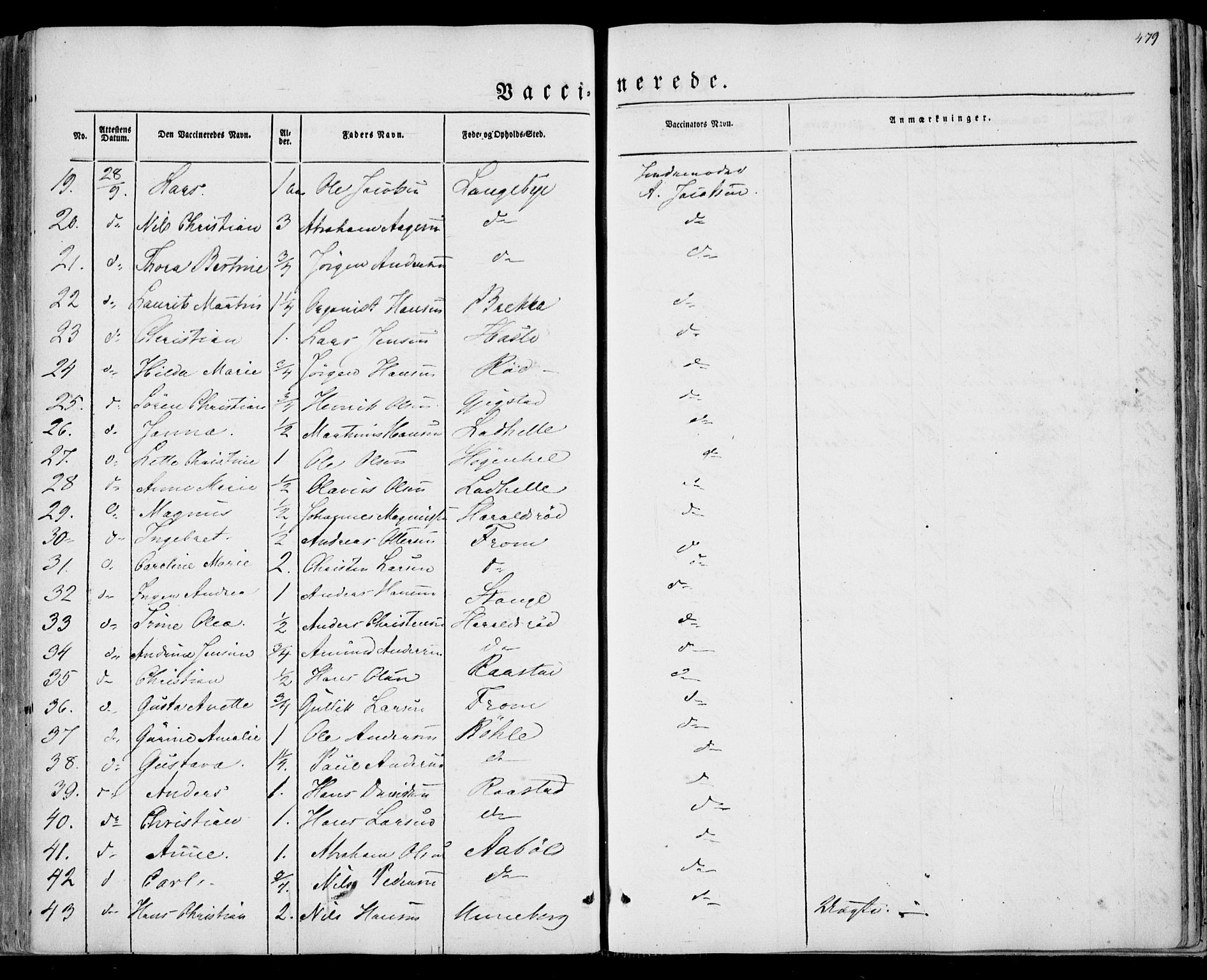 Sandar kirkebøker, SAKO/A-243/F/Fa/L0007: Parish register (official) no. 7, 1855-1861, p. 479