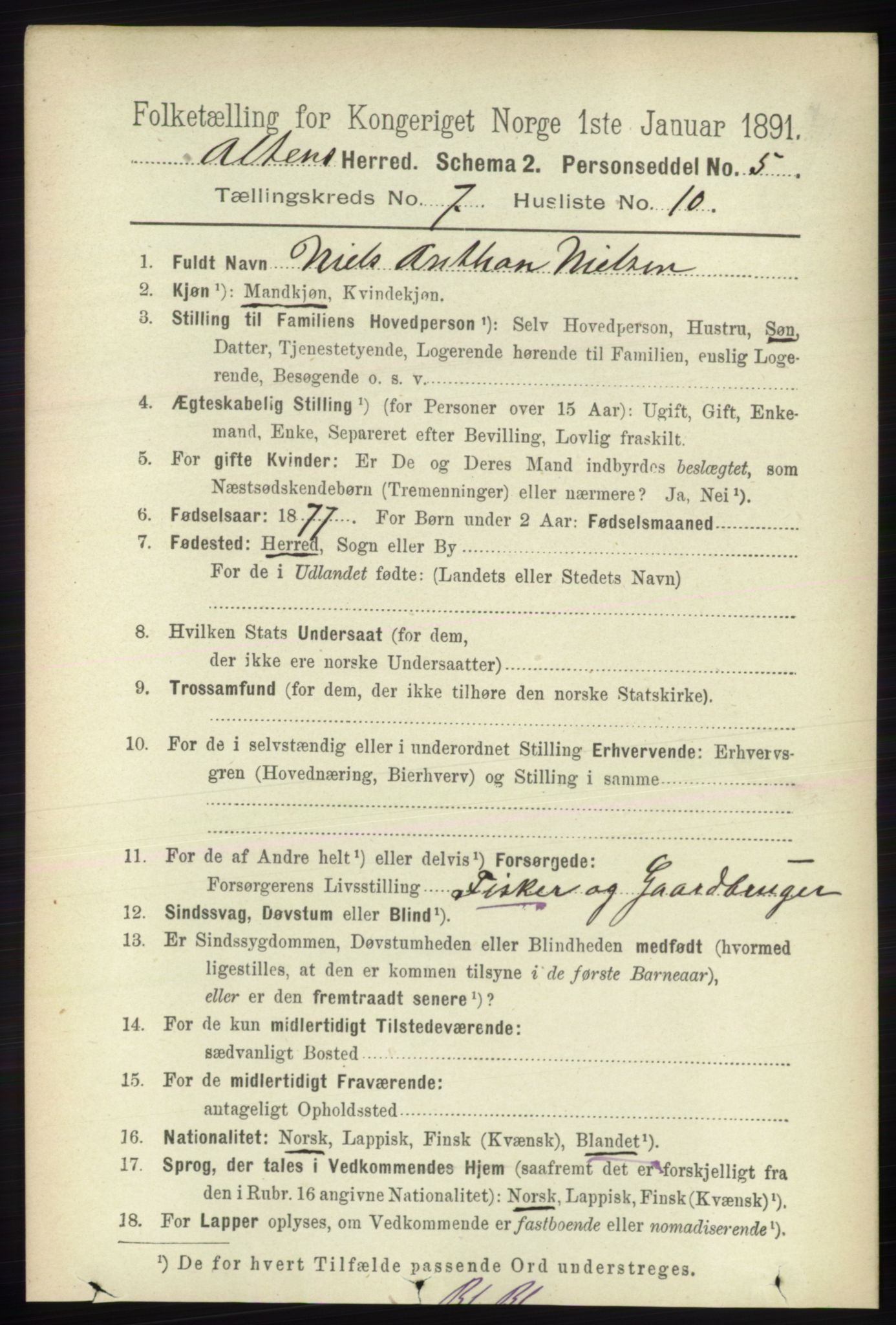RA, 1891 census for 2012 Alta, 1891, p. 2156