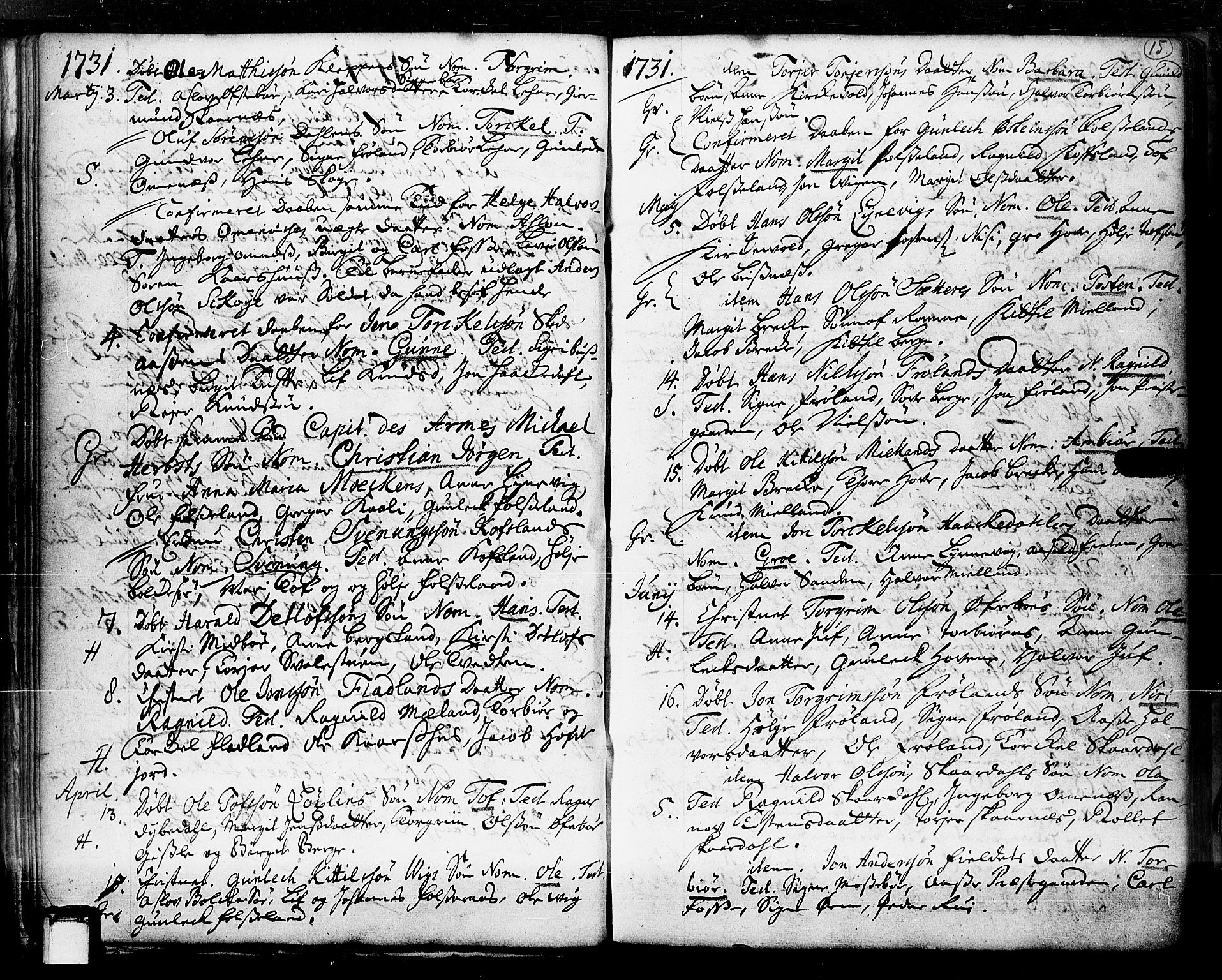 Hjartdal kirkebøker, SAKO/A-270/F/Fa/L0003: Parish register (official) no. I 3, 1727-1775, p. 15