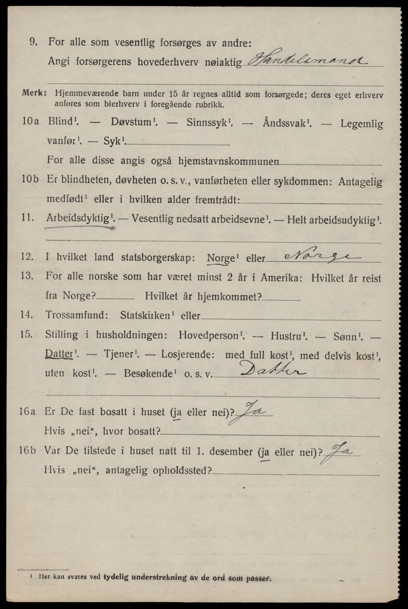 SAST, 1920 census for Stangaland, 1920, p. 1214