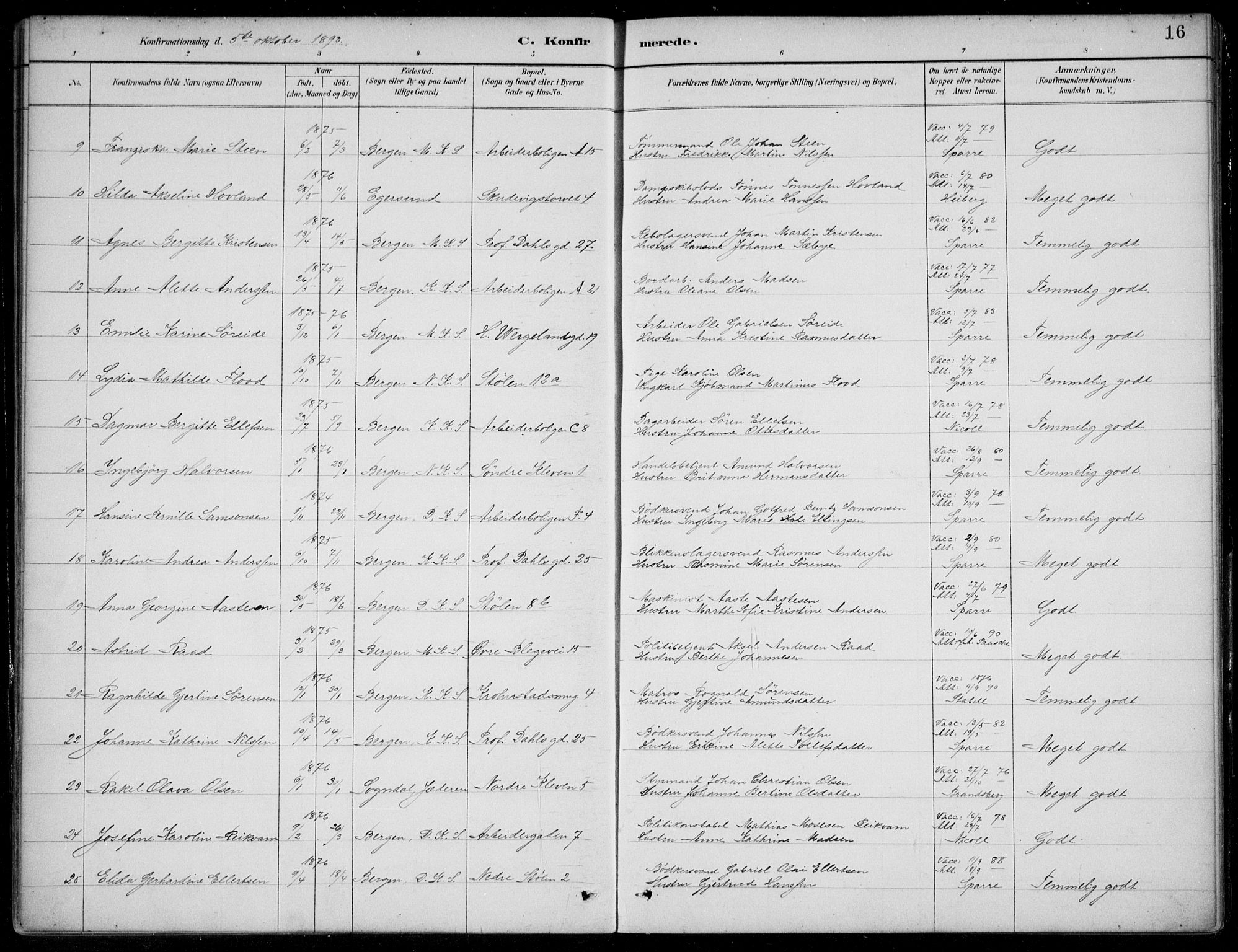 Mariakirken Sokneprestembete, AV/SAB-A-76901/H/Hab/L0008: Parish register (copy) no. A 8, 1889-1908, p. 16