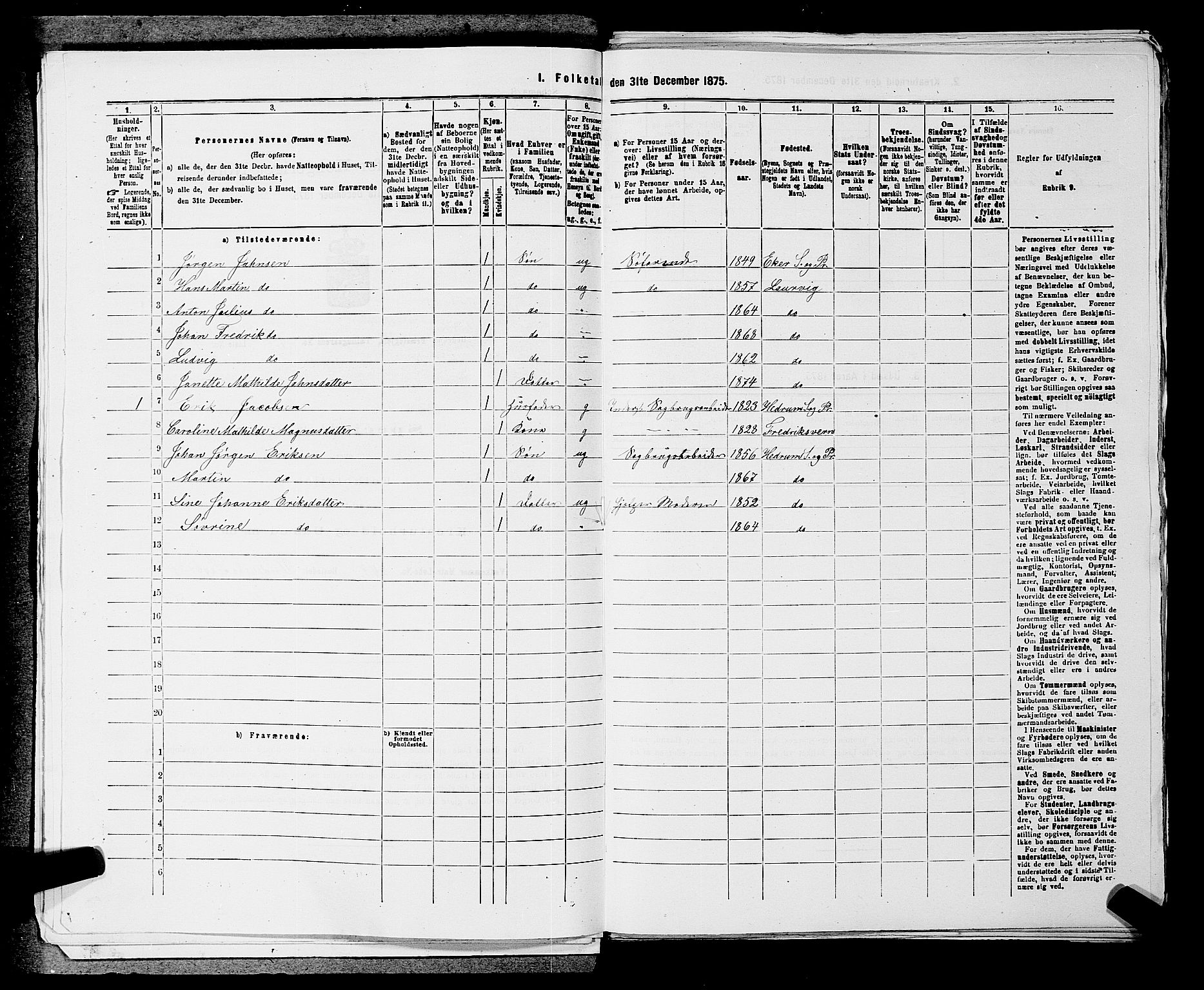 SAKO, 1875 census for 0727P Hedrum, 1875, p. 79