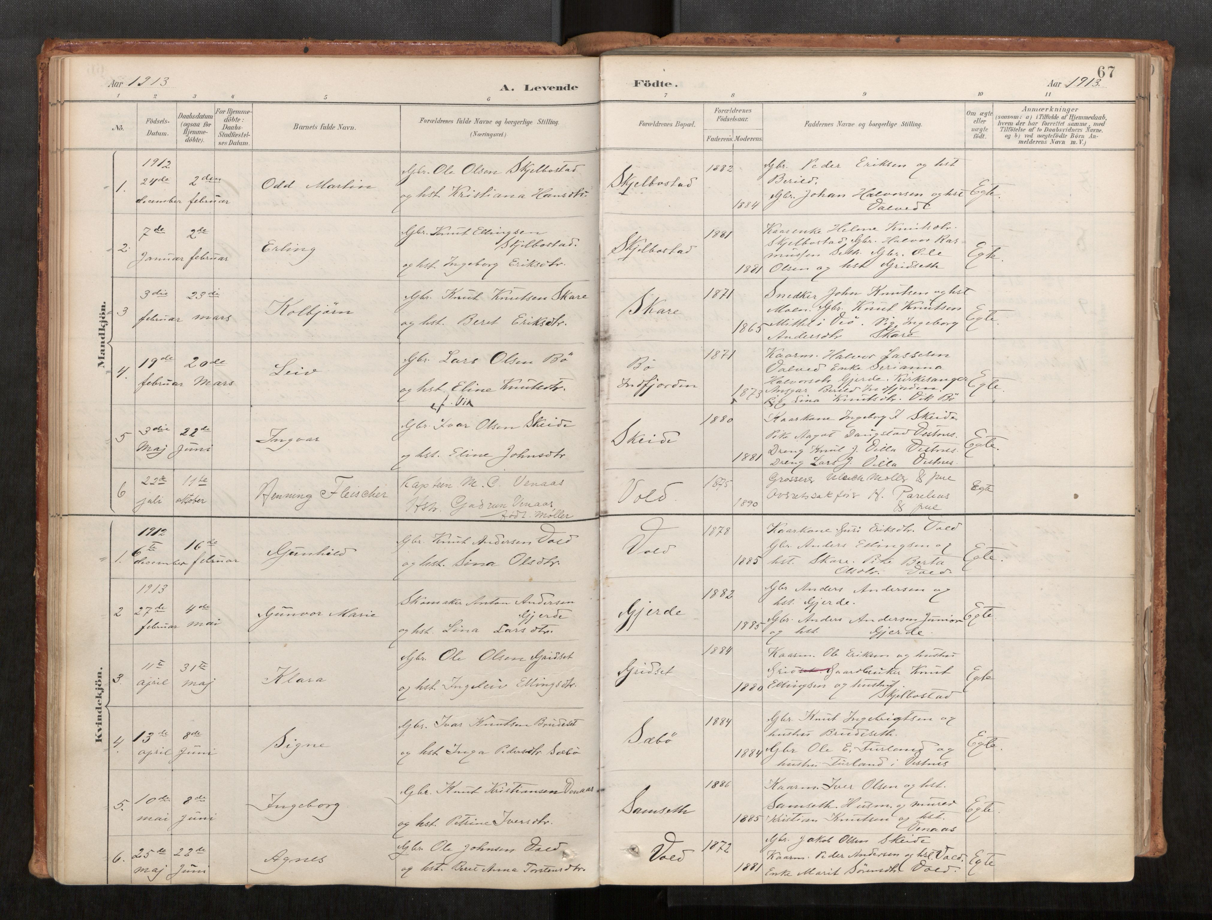 Ministerialprotokoller, klokkerbøker og fødselsregistre - Møre og Romsdal, AV/SAT-A-1454/543/L0568: Parish register (official) no. 543A03, 1885-1915, p. 67