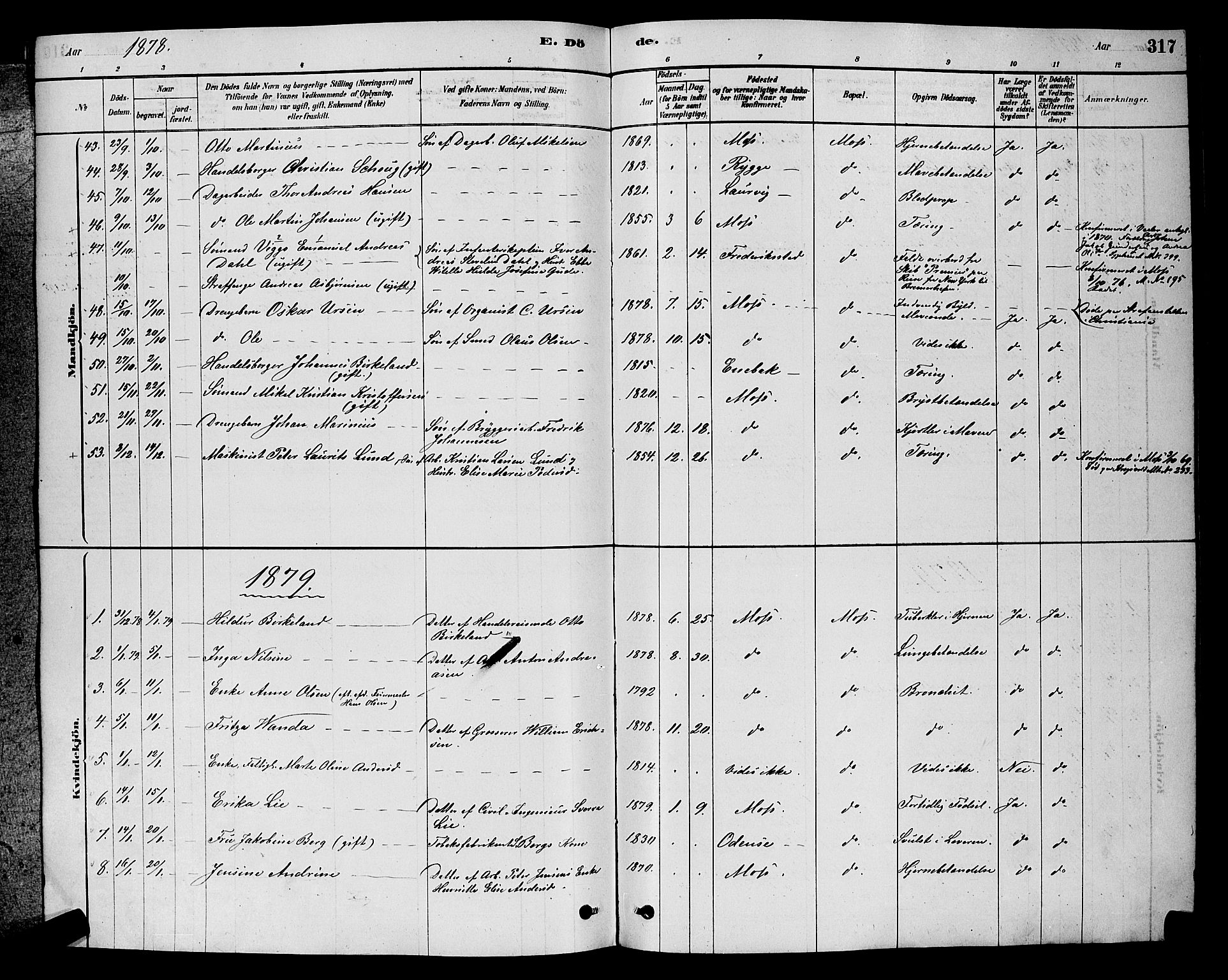 Moss prestekontor Kirkebøker, AV/SAO-A-2003/G/Ga/L0005: Parish register (copy) no. I 5, 1878-1888, p. 317