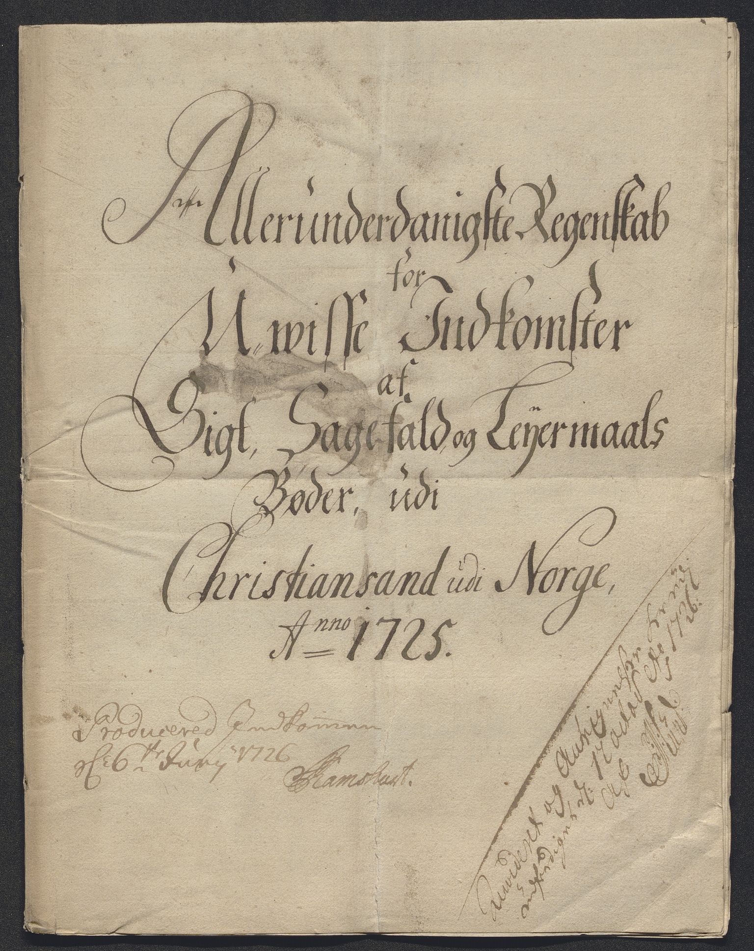 Rentekammeret inntil 1814, Reviderte regnskaper, Byregnskaper, AV/RA-EA-4066/R/Rm/L0286: [M19] Sikt og sakefall, 1719-1727, p. 371