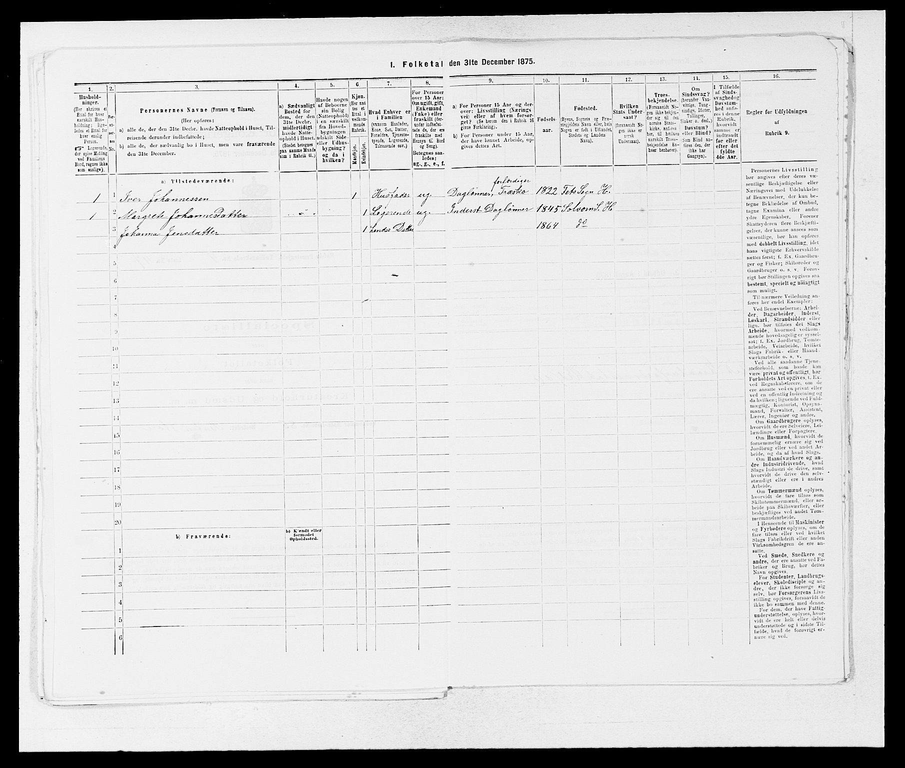 SAB, 1875 census for 1425P Hafslo, 1875, p. 545